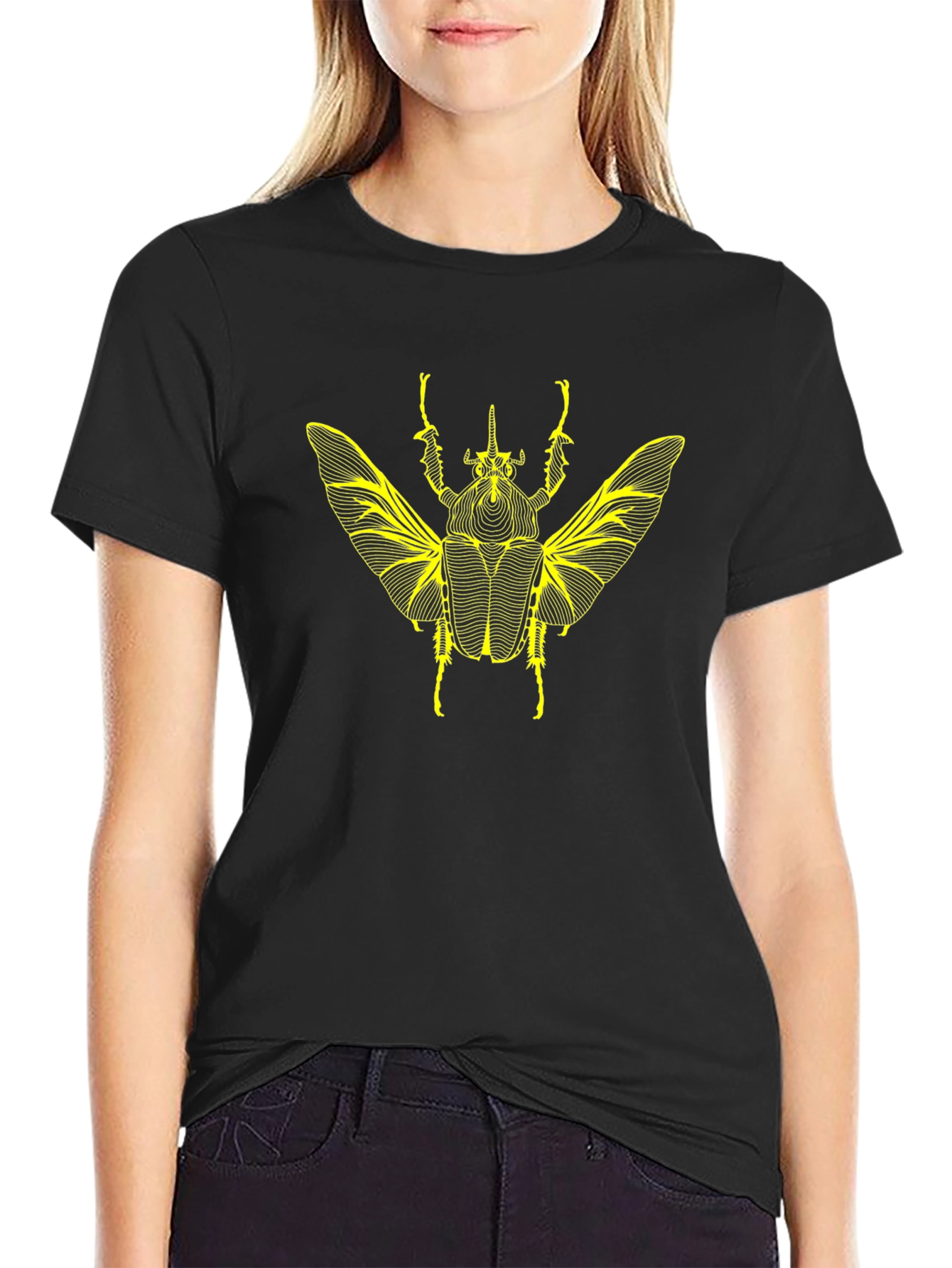Black T-Shirt with Insect Graphic