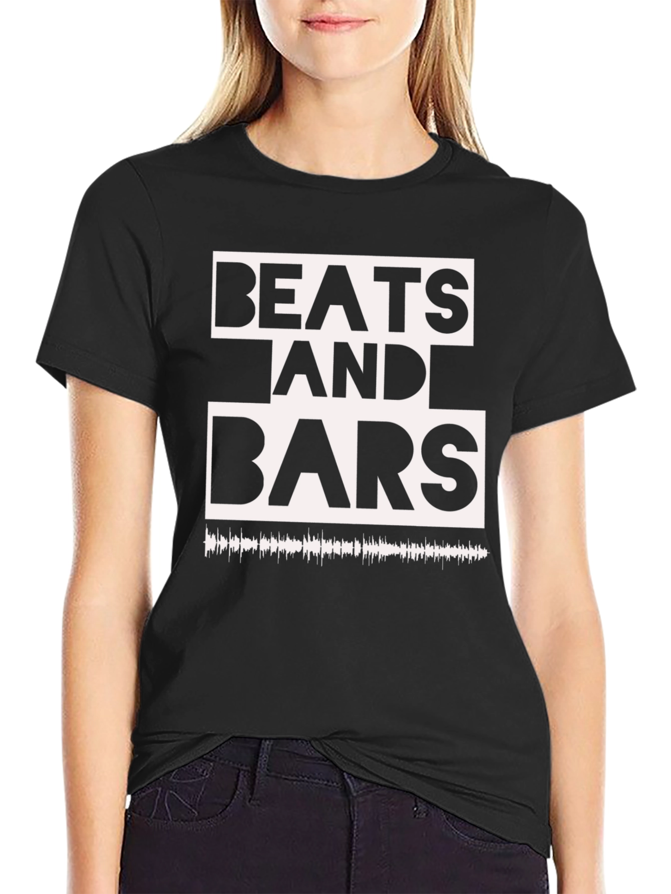Beats and Bars Graphic Tee - Black Cotton T-Shirt