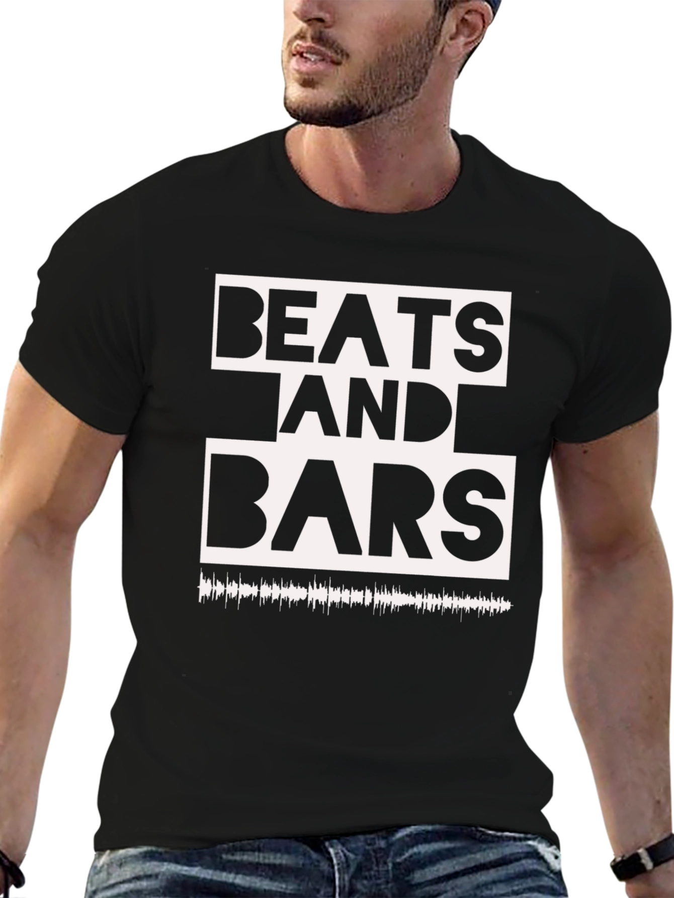 Beats and Bars Graphic Tee - Black Cotton T-Shirt