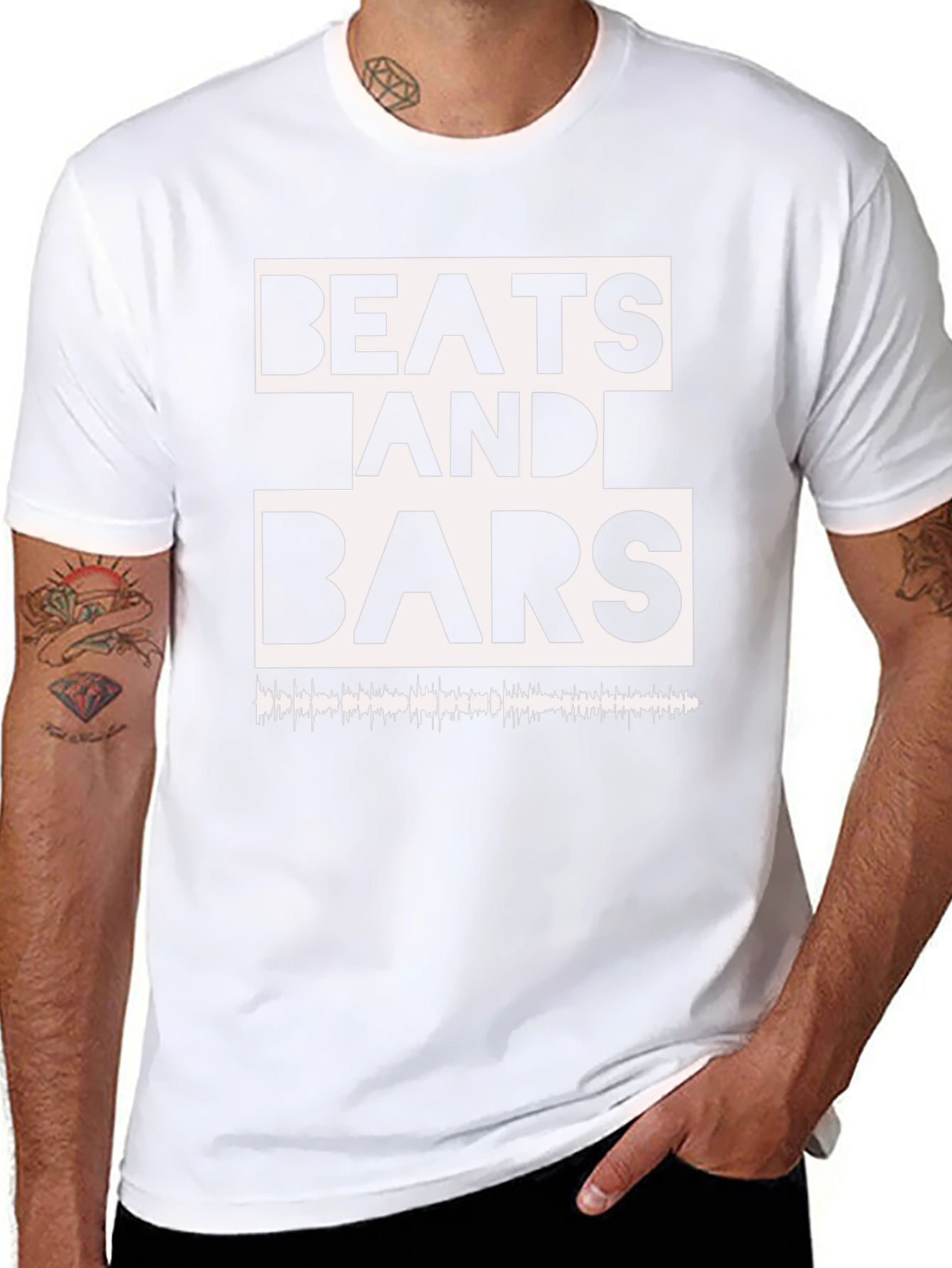 Beats and Bars Graphic Tee - Black Cotton T-Shirt