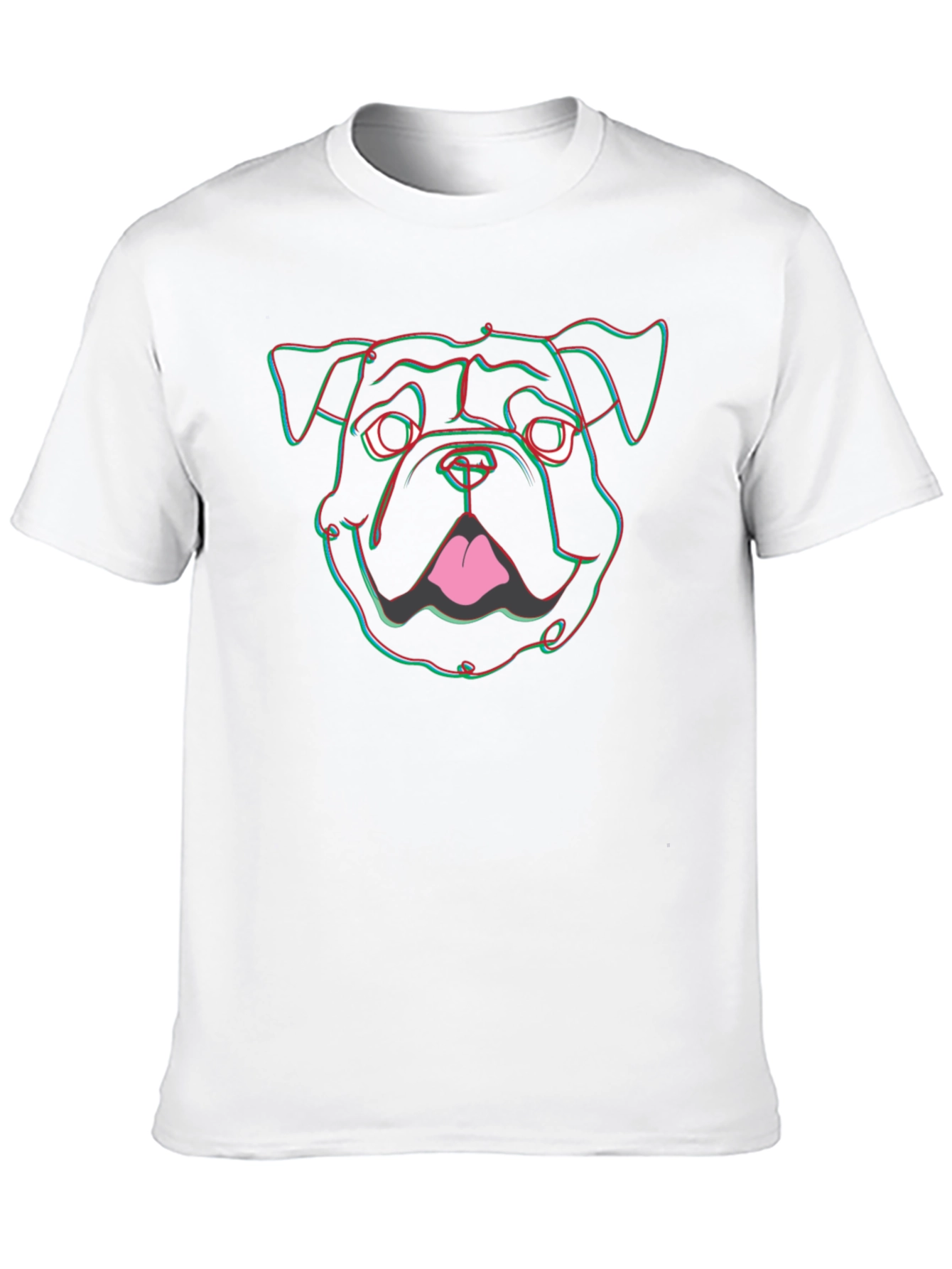 Cool 3D Bulldog Graphic Print Black T-Shirt