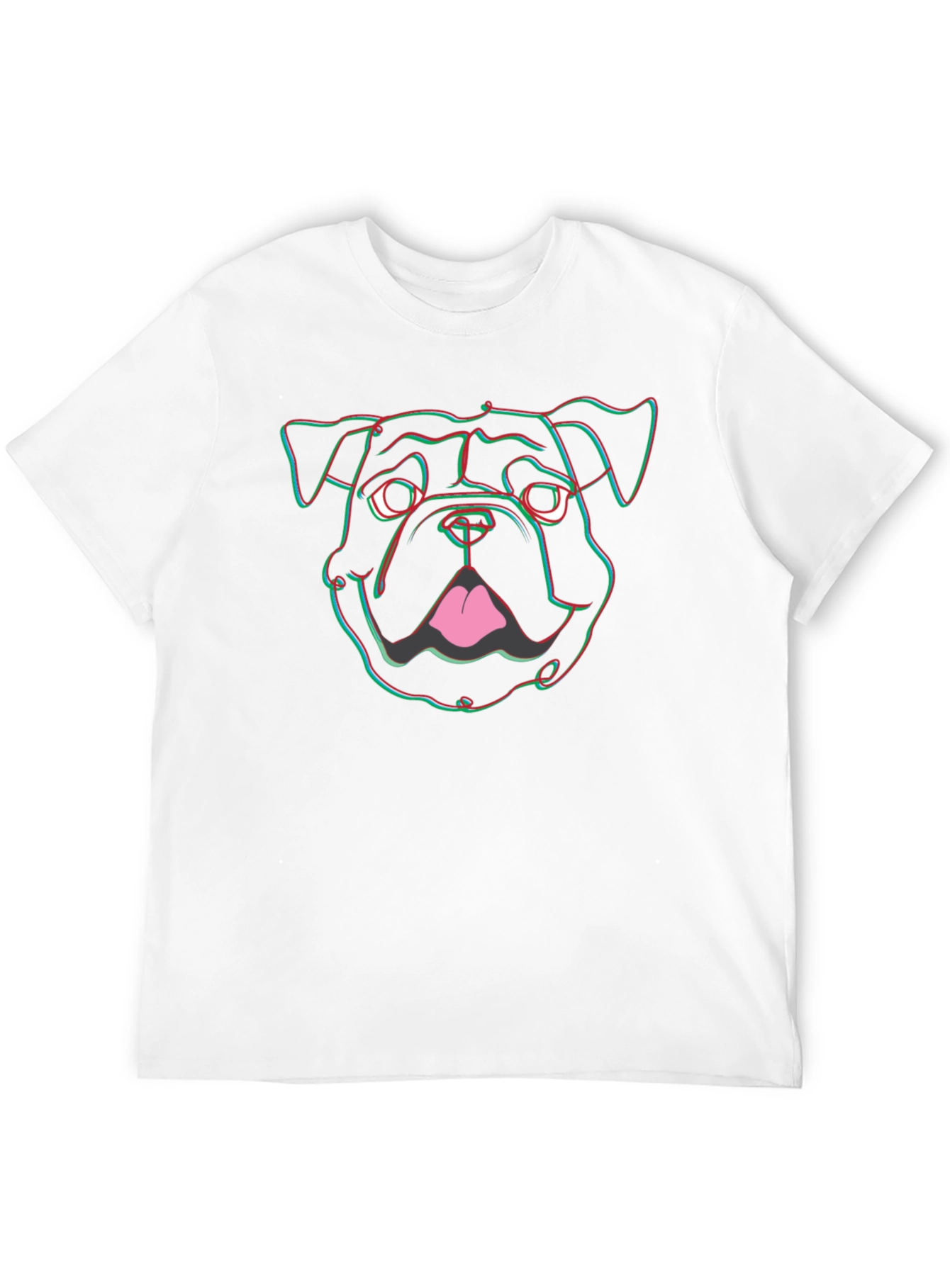 Cool 3D Bulldog Graphic Print Black T-Shirt