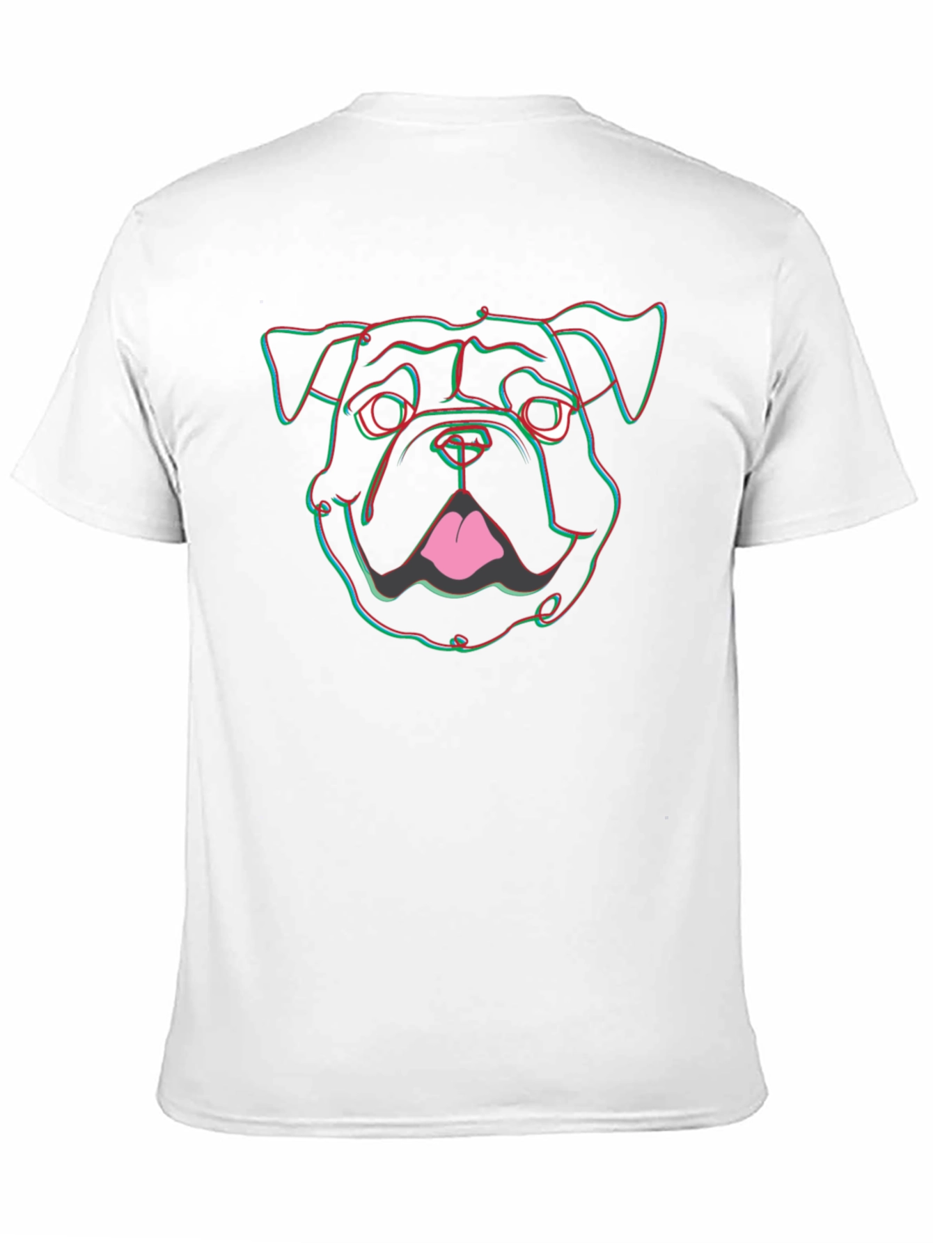 Cool 3D Bulldog Graphic Print Black T-Shirt