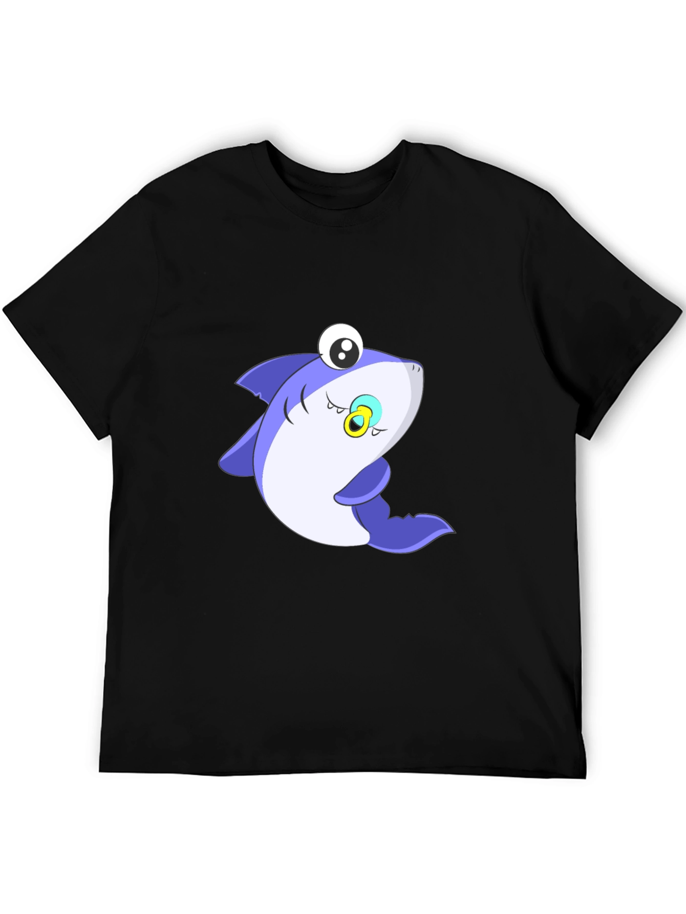 Cute Shark Graphic Tee - Black Cotton Blend