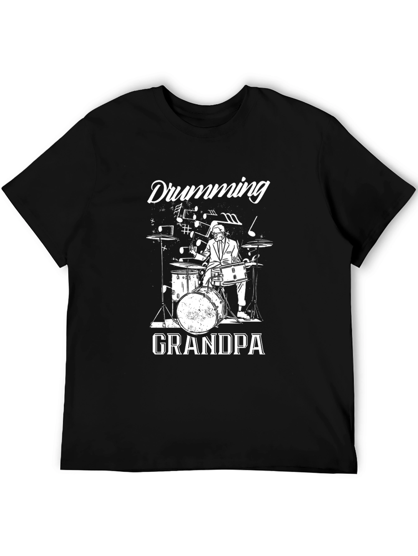 Drumming Grandpa T-Shirt - Black Cotton Tee
