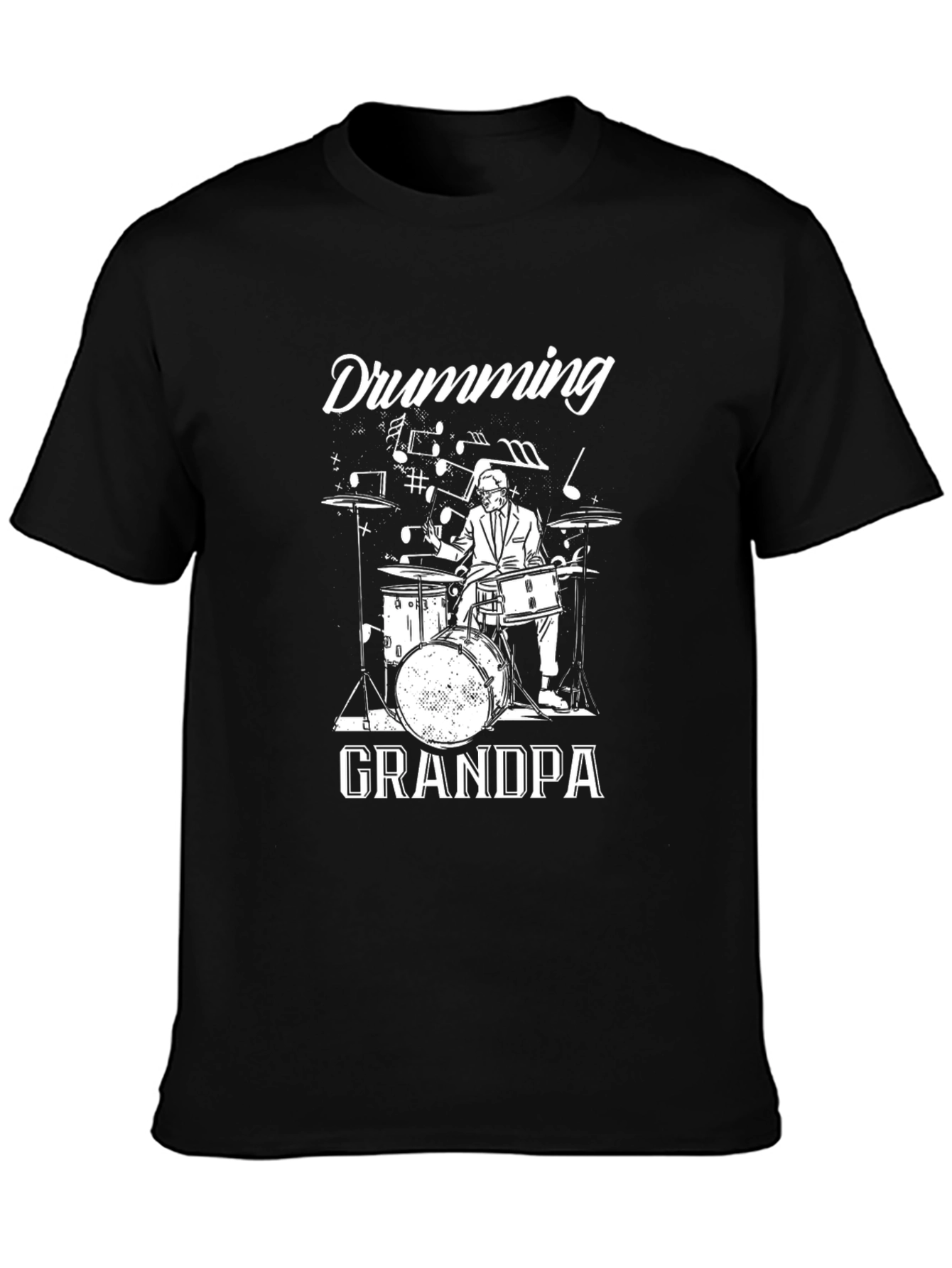 Drumming Grandpa T-Shirt - Black Cotton Tee