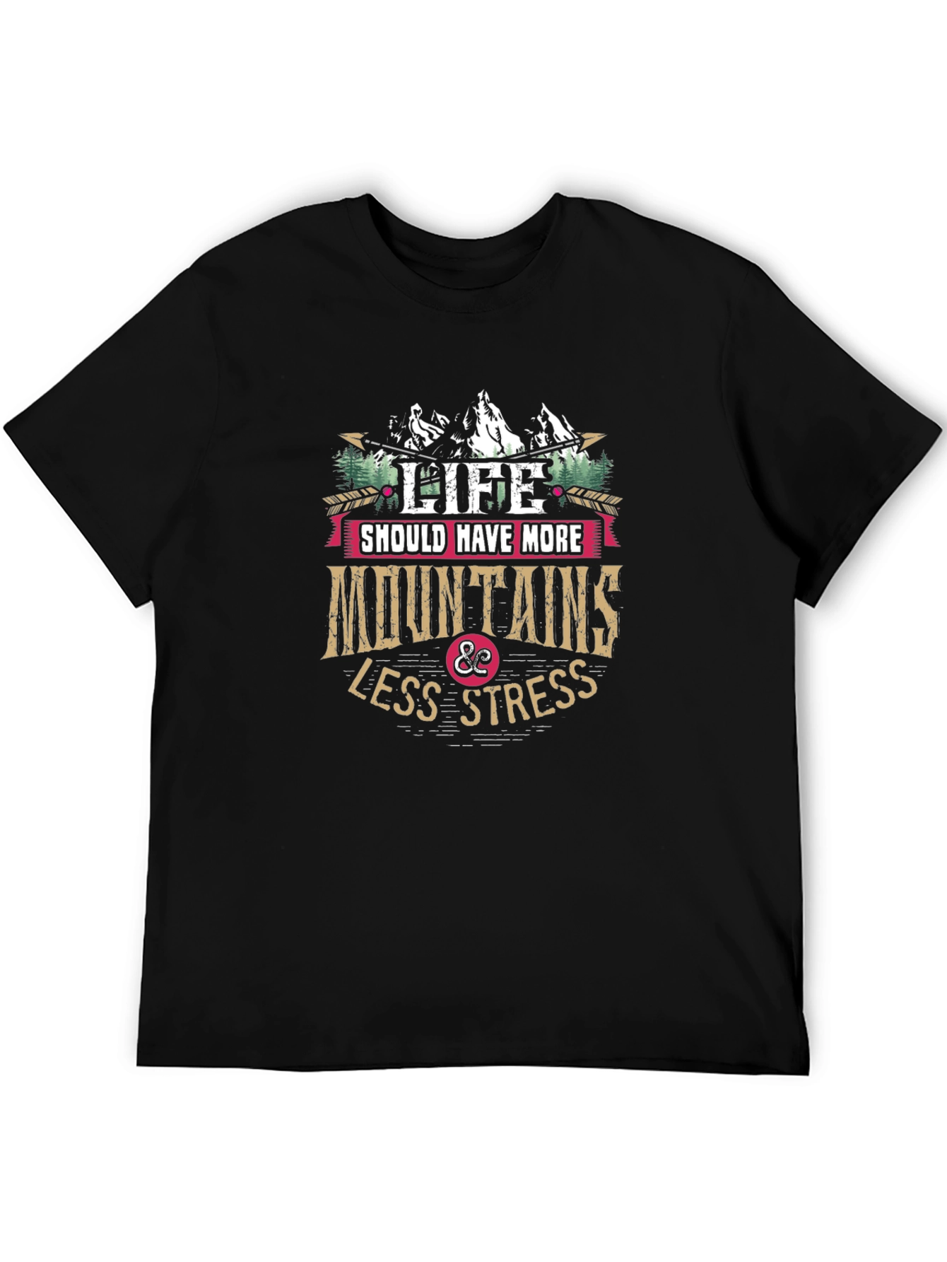 Mountains & Less Stress Graphic T-Shirt