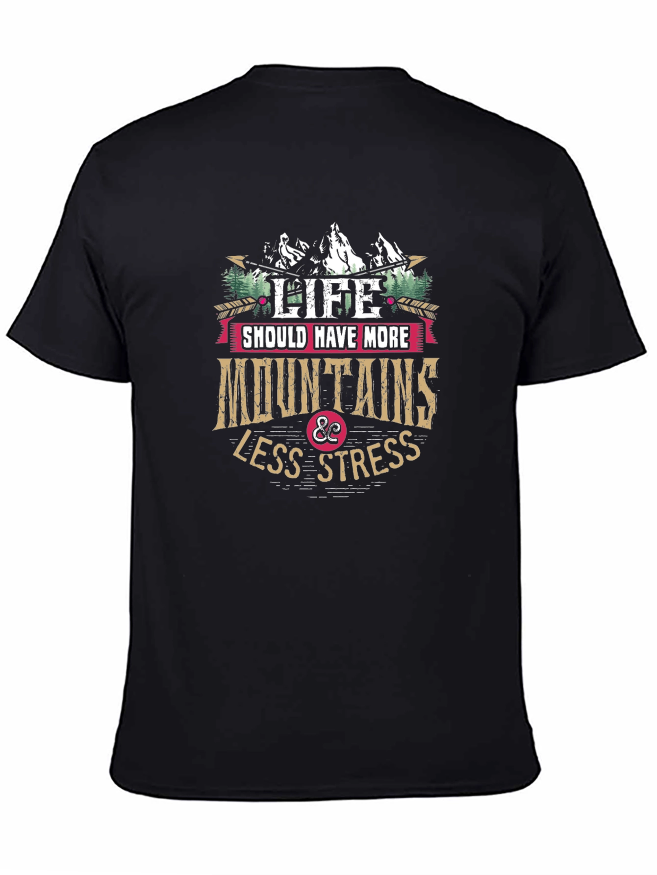 Mountains & Less Stress Graphic T-Shirt
