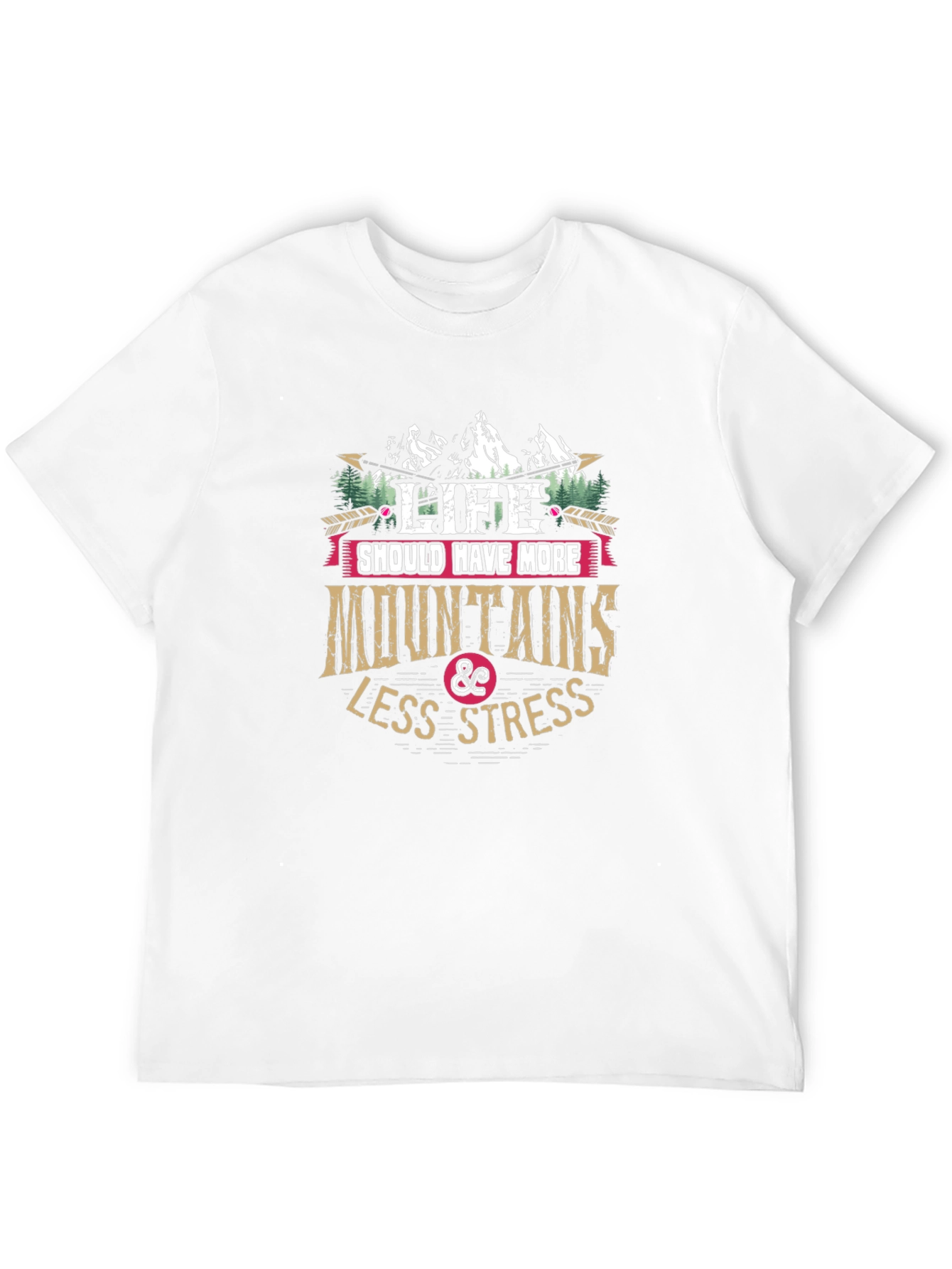 Mountains & Less Stress Graphic T-Shirt