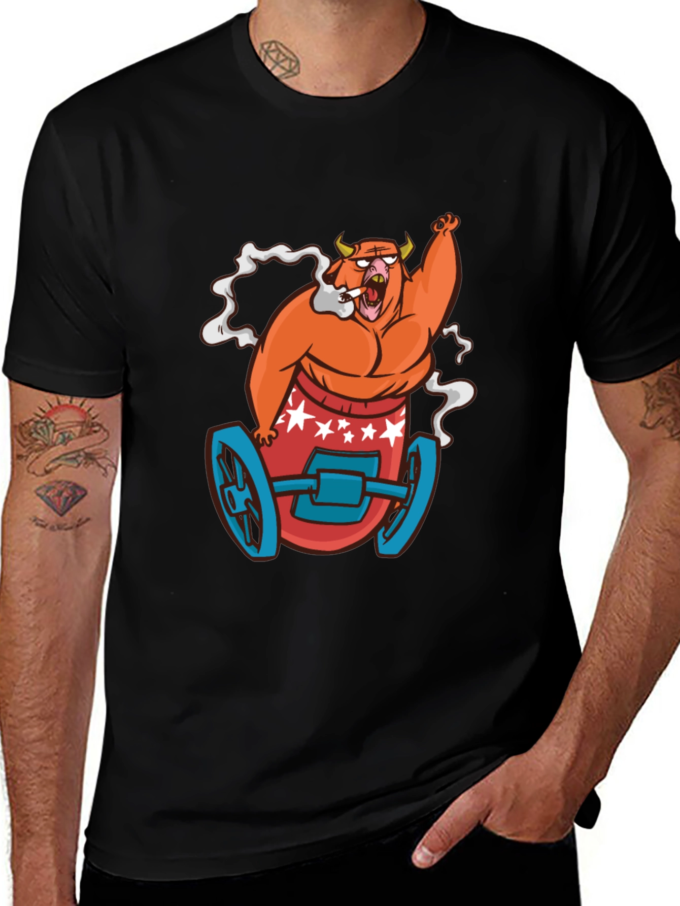 Cartoon Bull on Wheels Graphic Tee