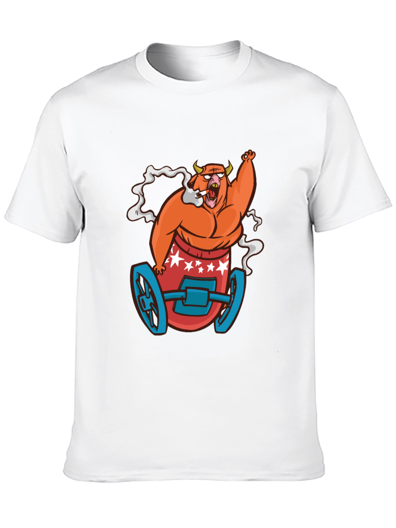 Cartoon Bull on Wheels Graphic Tee