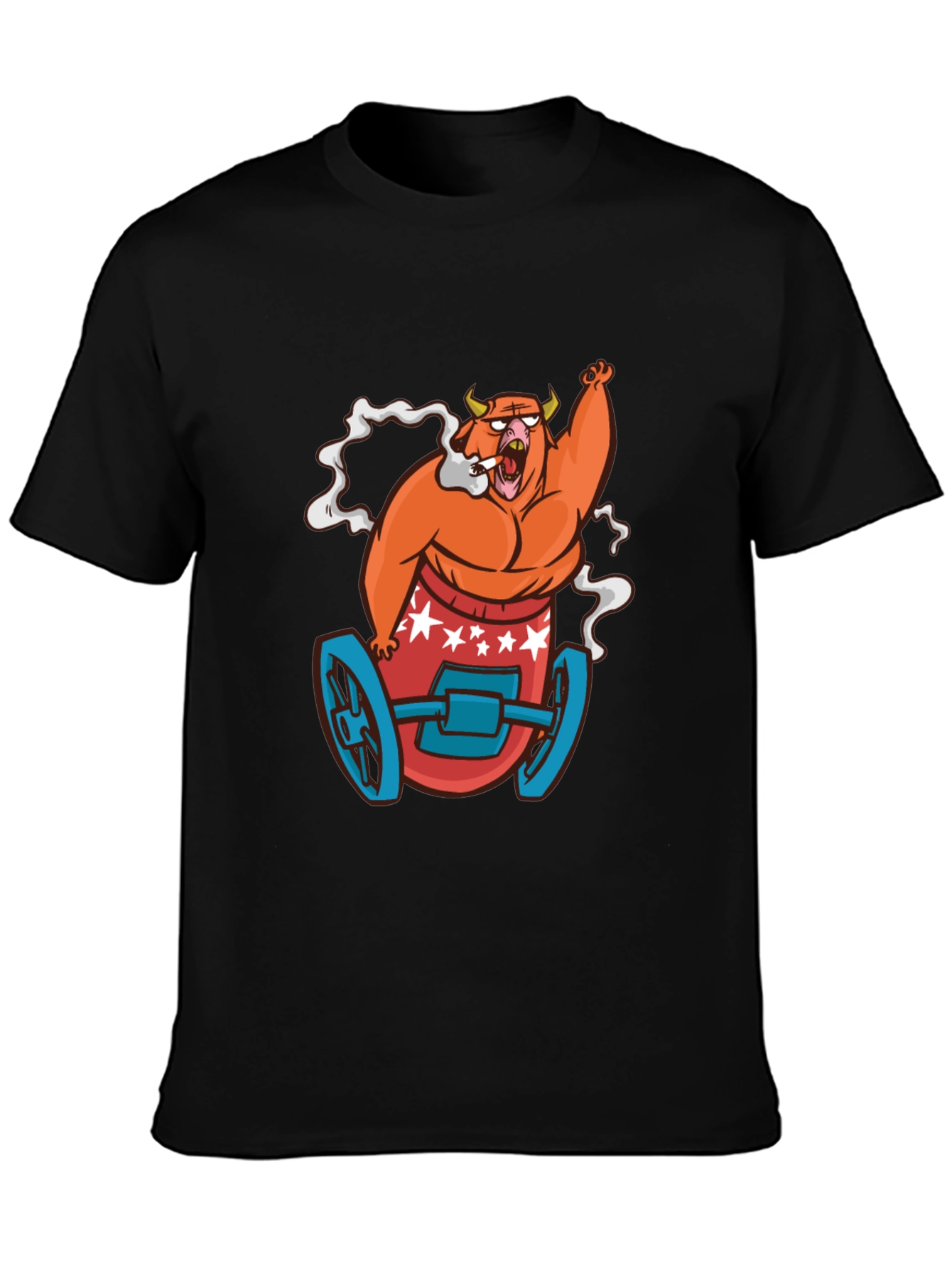 Cartoon Bull on Wheels Graphic Tee