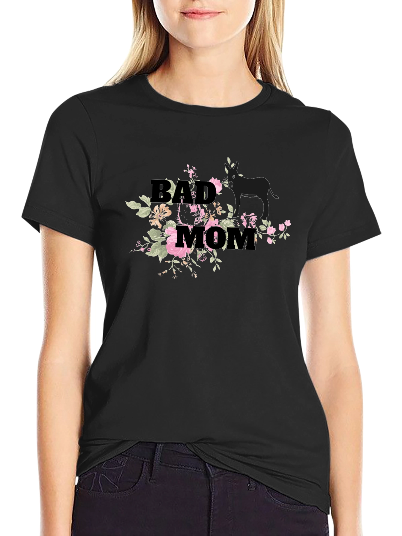 Bad Mom Donkey Floral T-Shirt
