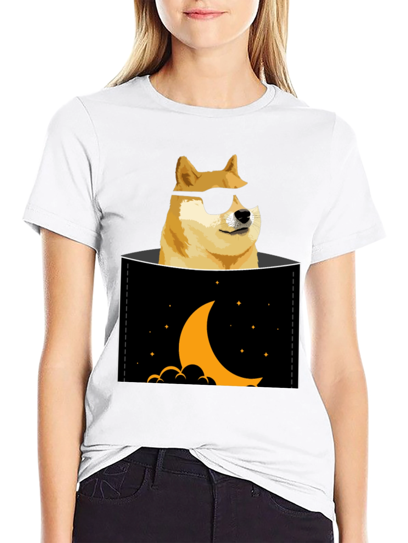 Doge to the Moon Black T-Shirt