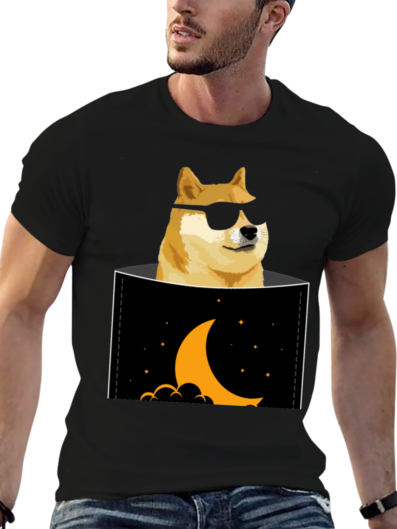 Doge to the Moon Black T-Shirt