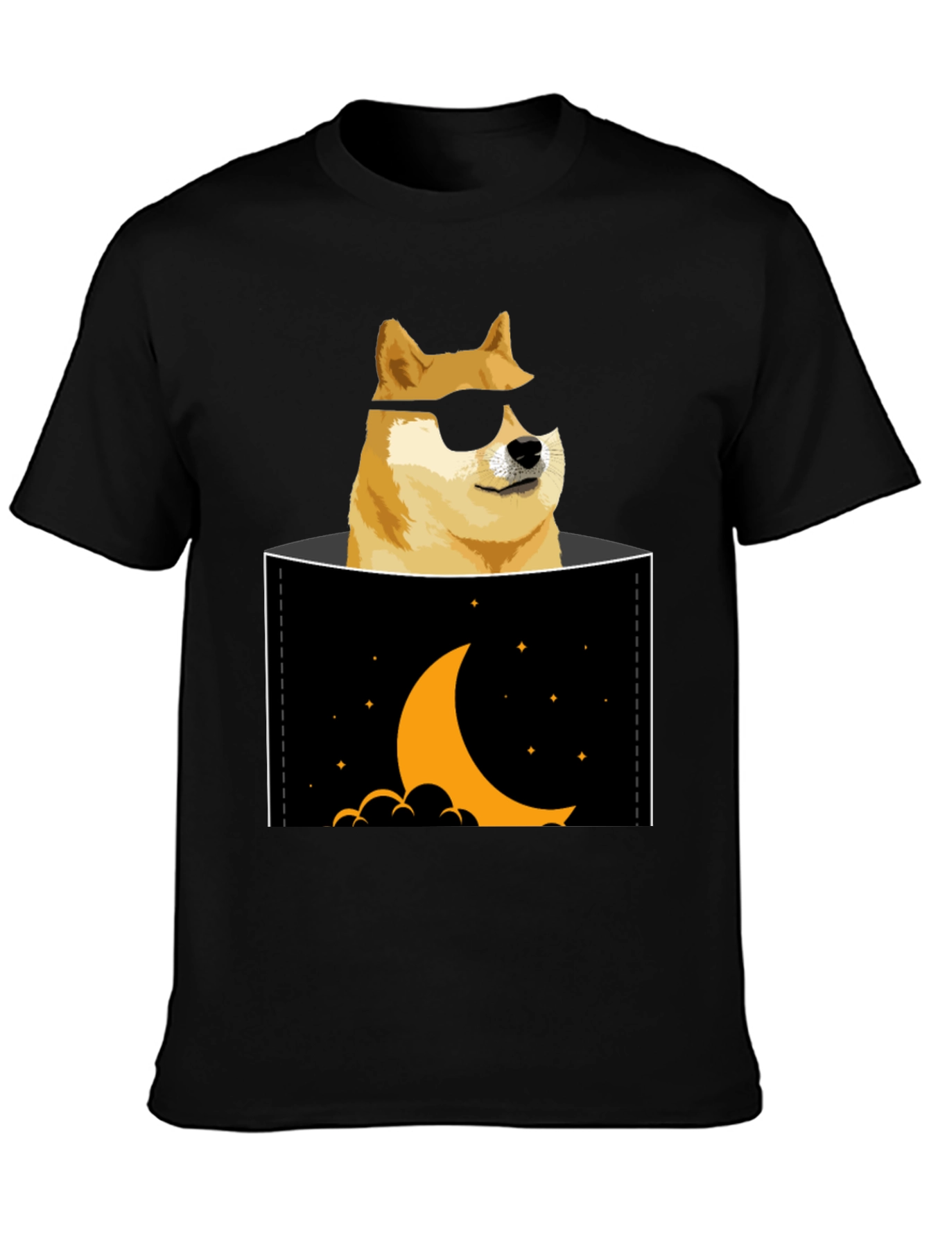 Doge to the Moon Black T-Shirt