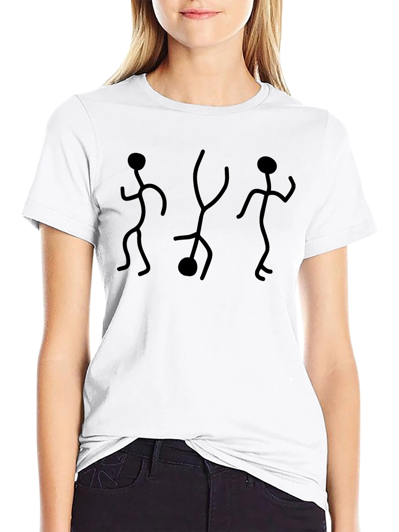Stick Figure Dance Graphic Tee - Black