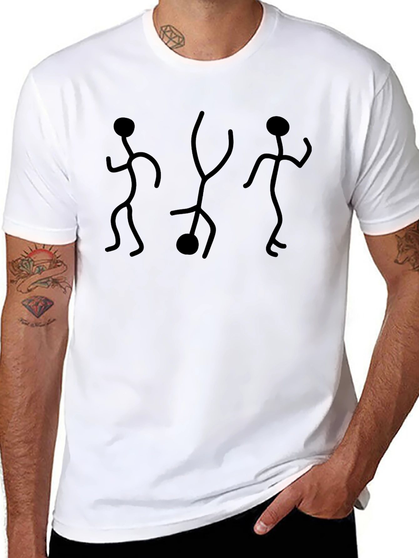 Stick Figure Dance Graphic Tee - Black