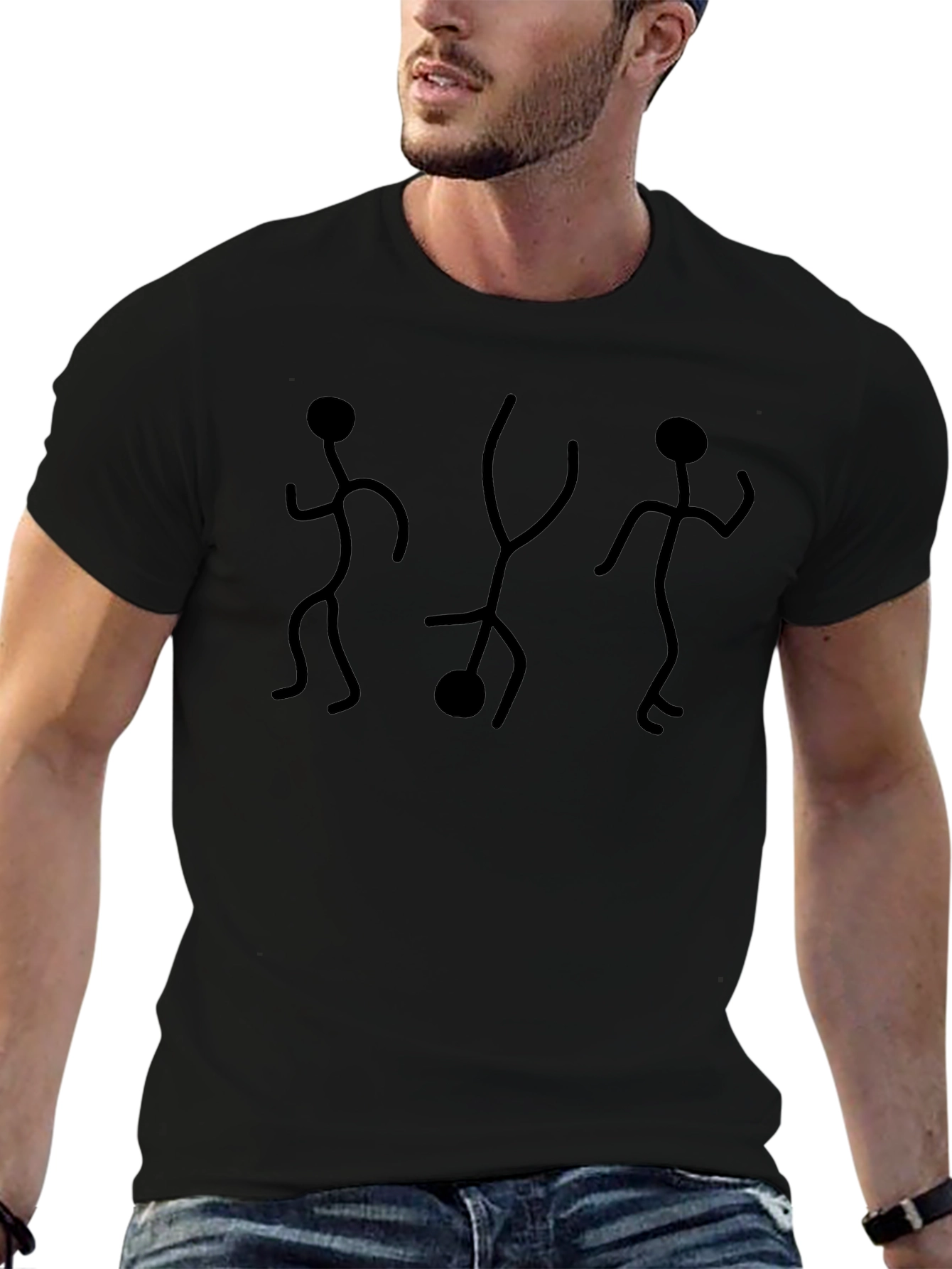 Stick Figure Dance Graphic Tee - Black