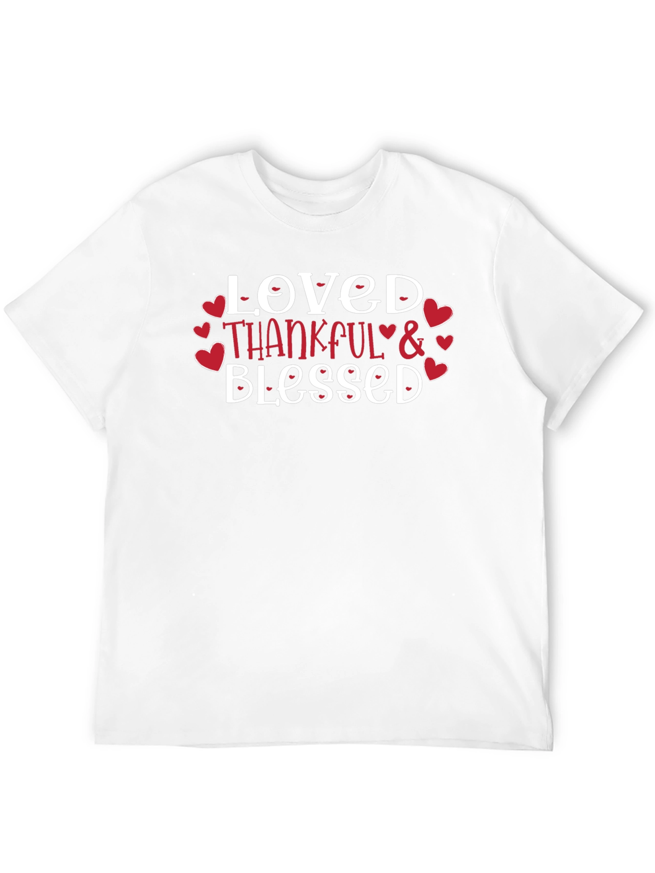 Loved Thankful Blessed Graphic Tee - Black Cotton