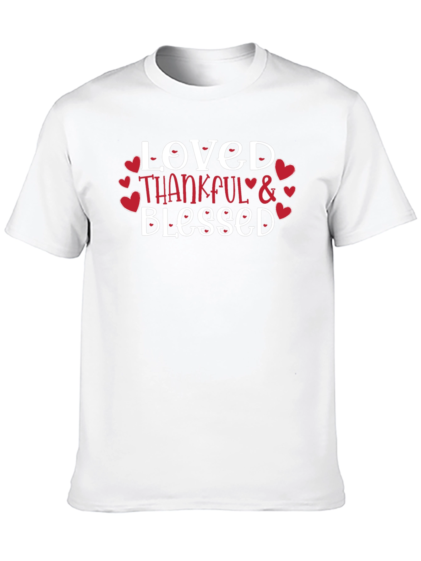 Loved Thankful Blessed Graphic Tee - Black Cotton