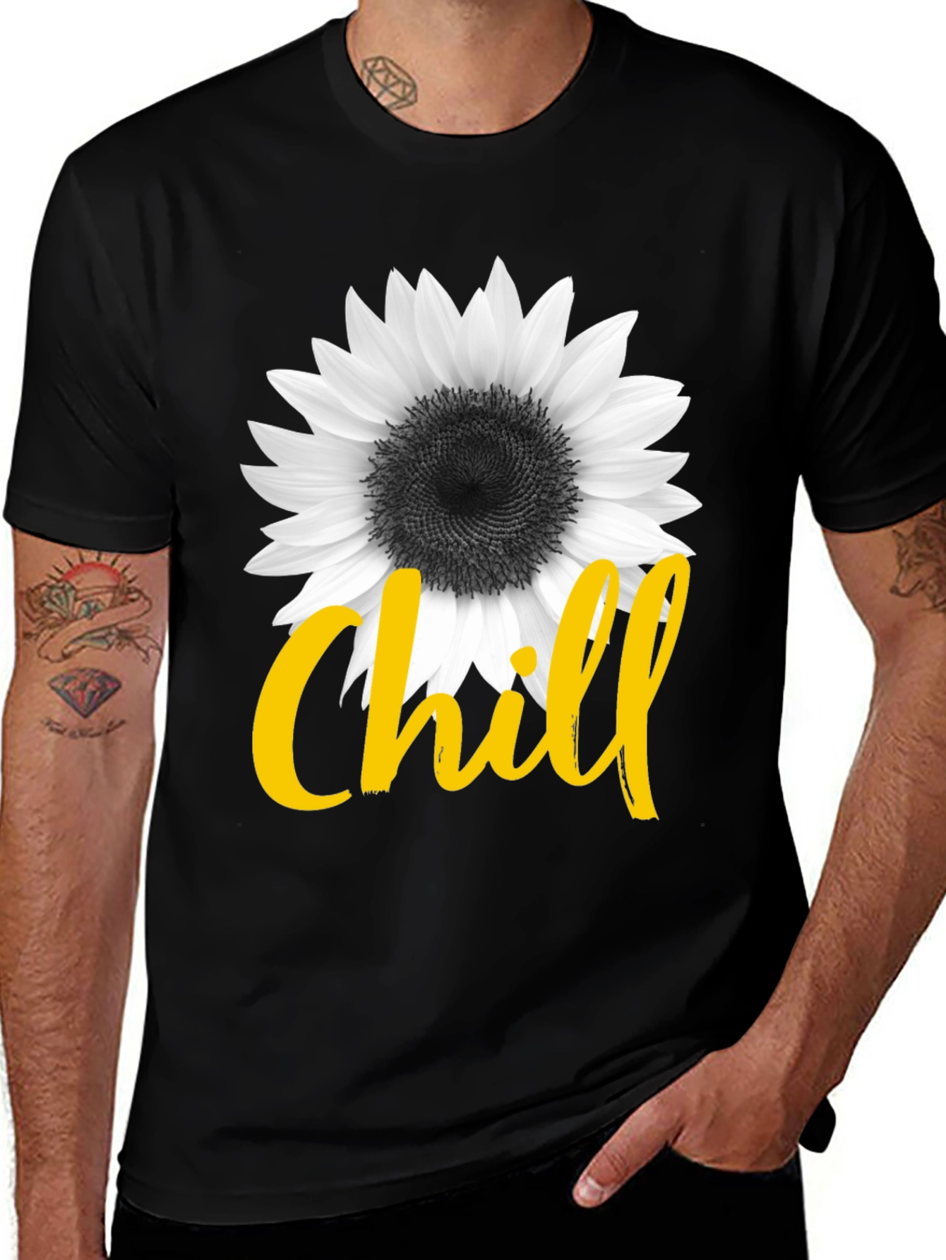 Chill Sunflower Graphic Tee - Black