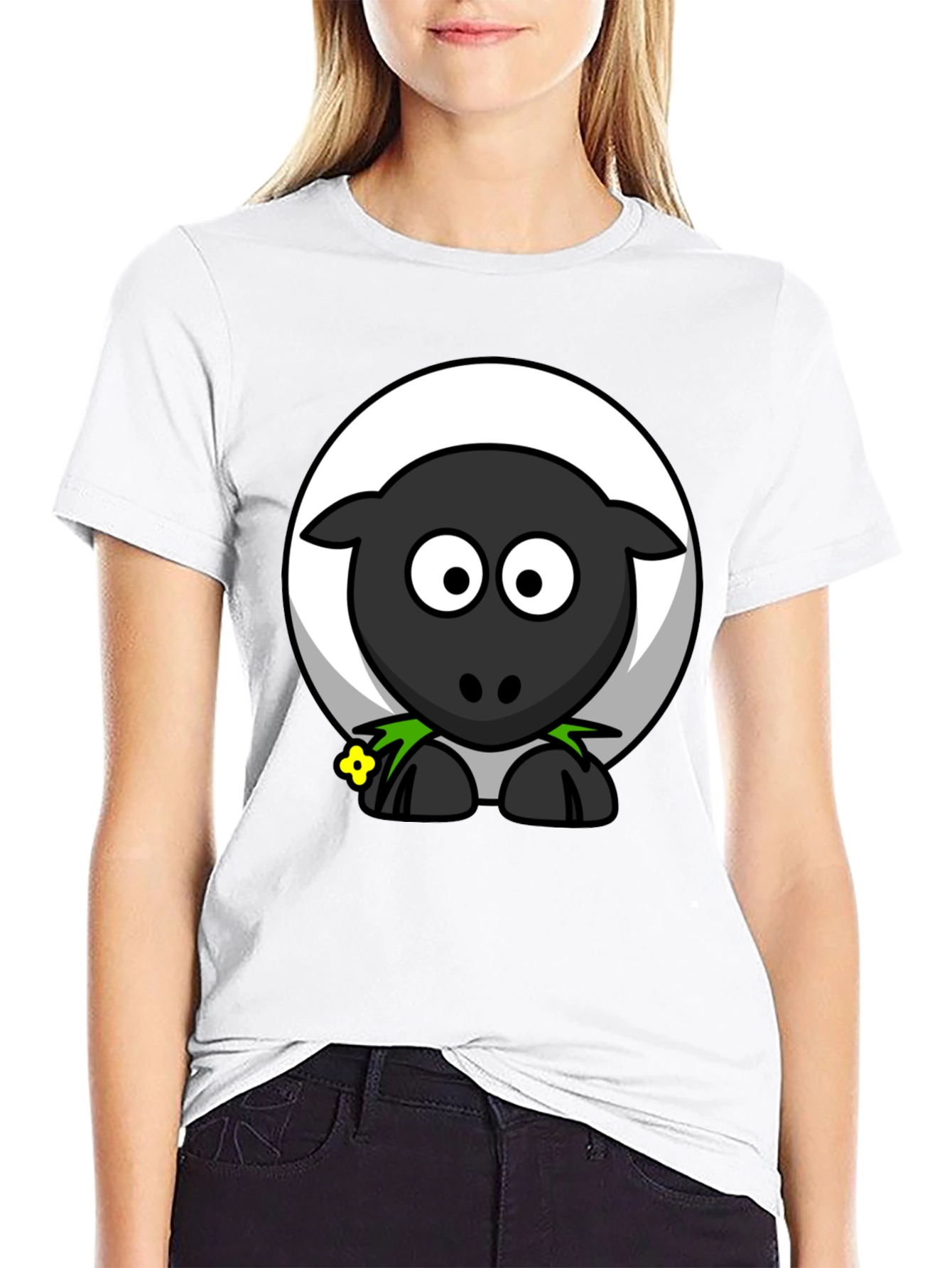 Black Sheep Cartoon T-Shirt - Cute & Quirky Design