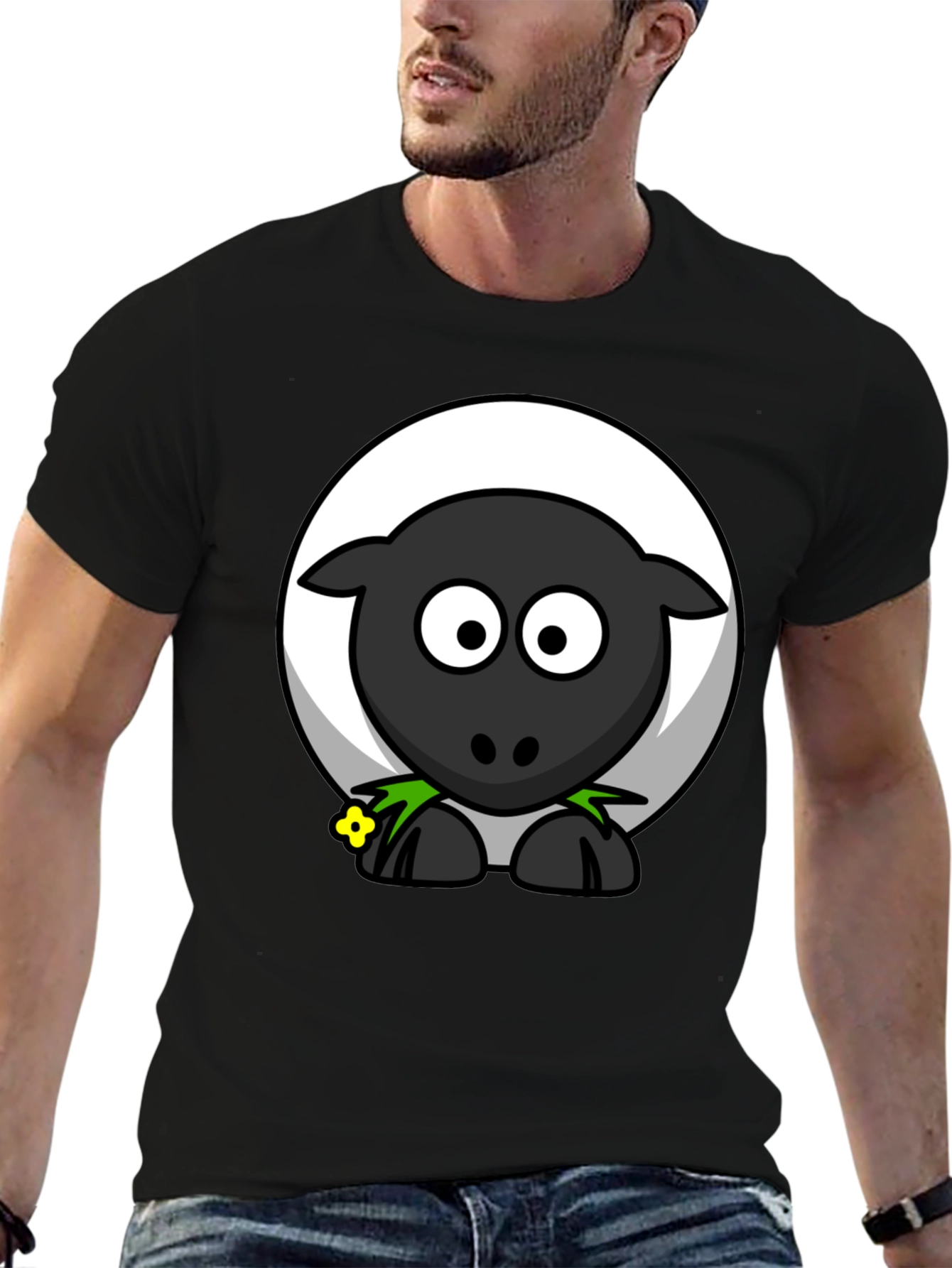 Black Sheep Cartoon T-Shirt - Cute & Quirky Design