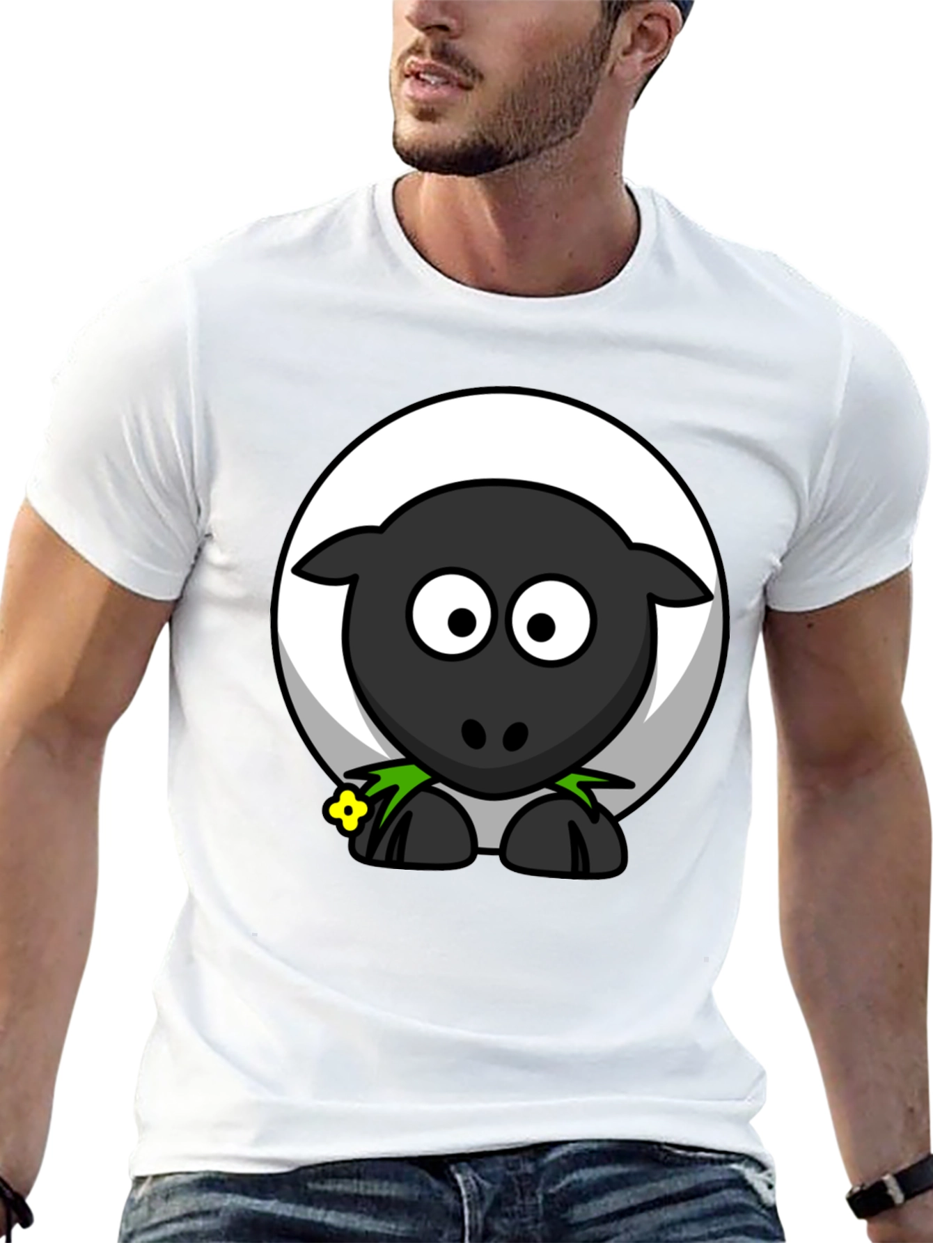Black Sheep Cartoon T-Shirt - Cute & Quirky Design