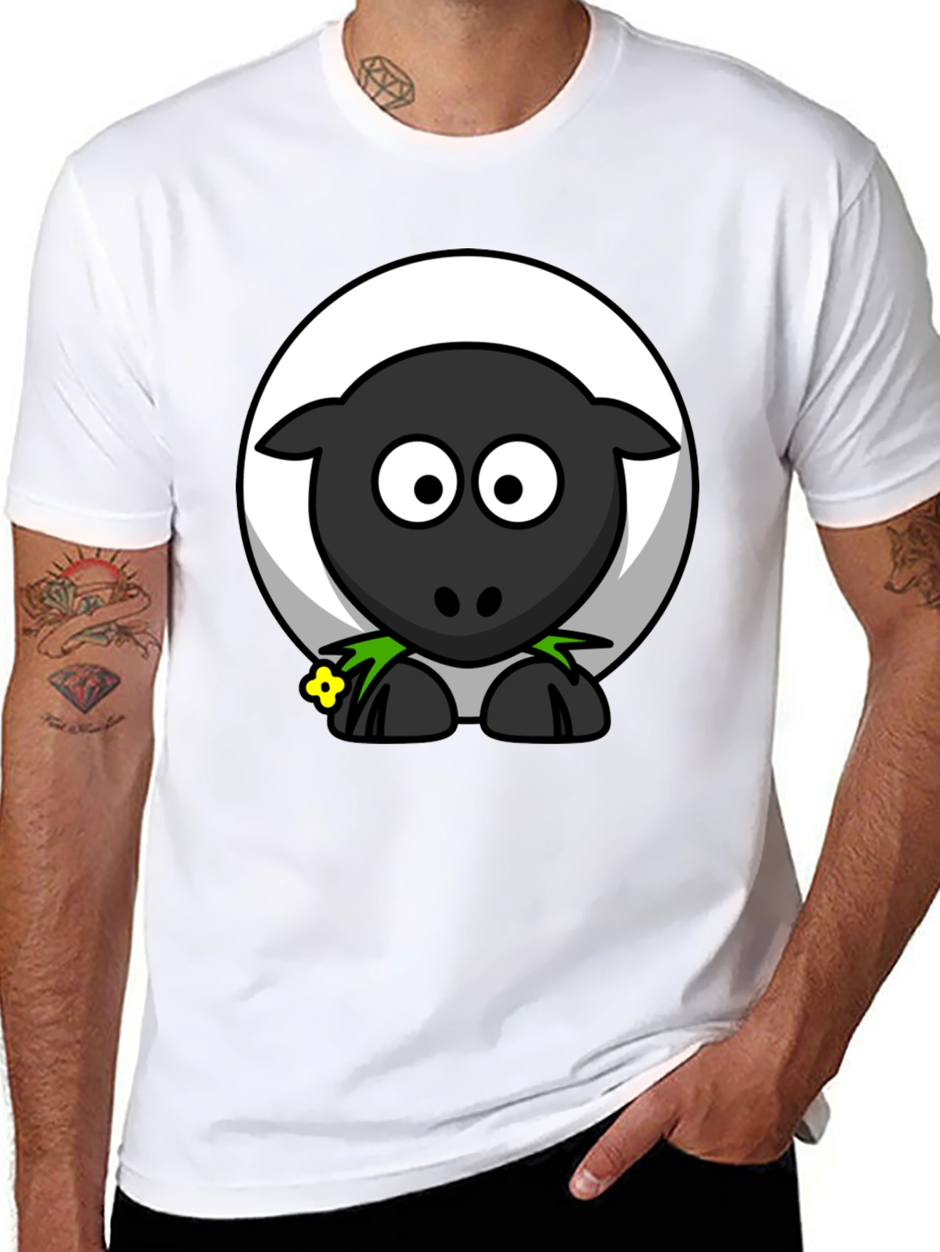 Black Sheep Cartoon T-Shirt - Cute & Quirky Design