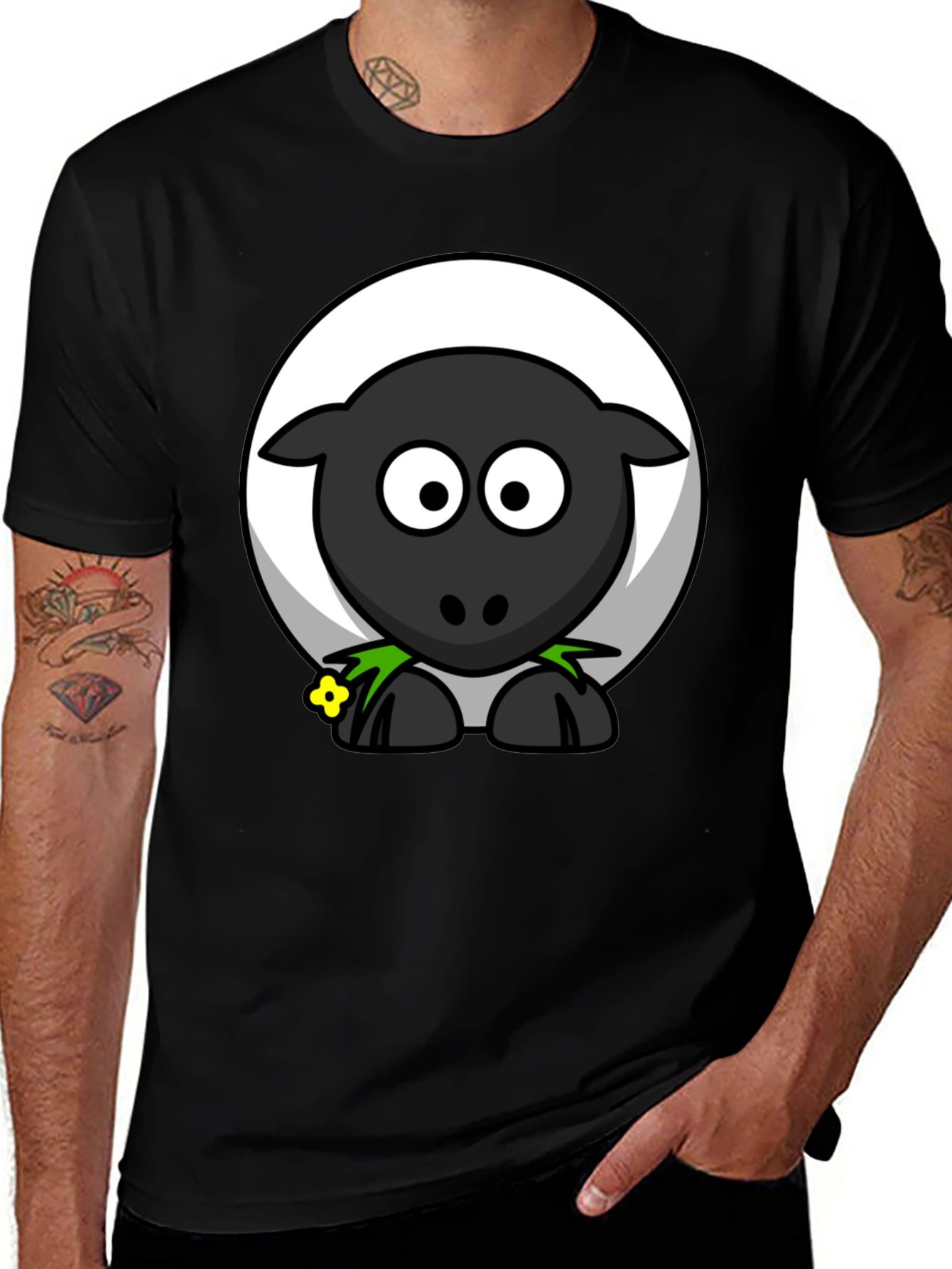 Black Sheep Cartoon T-Shirt - Cute & Quirky Design