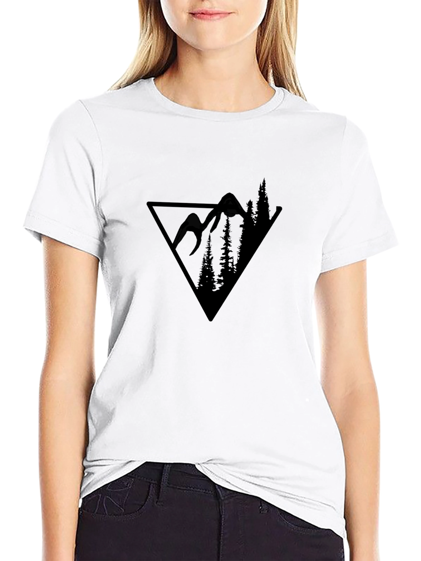 Mountain Scene Graphic Tee - Black Triangle Design