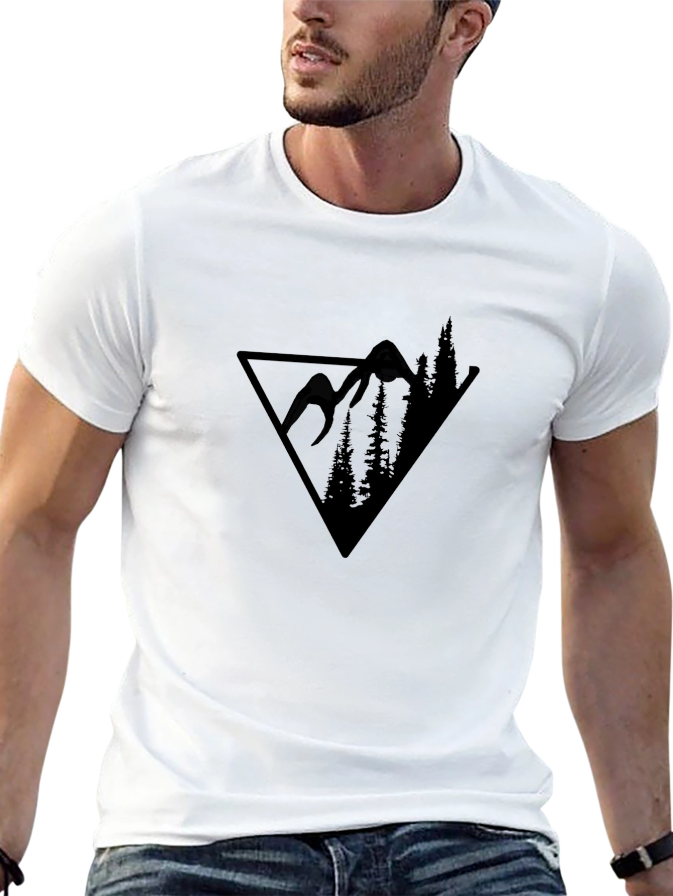 Mountain Scene Graphic Tee - Black Triangle Design