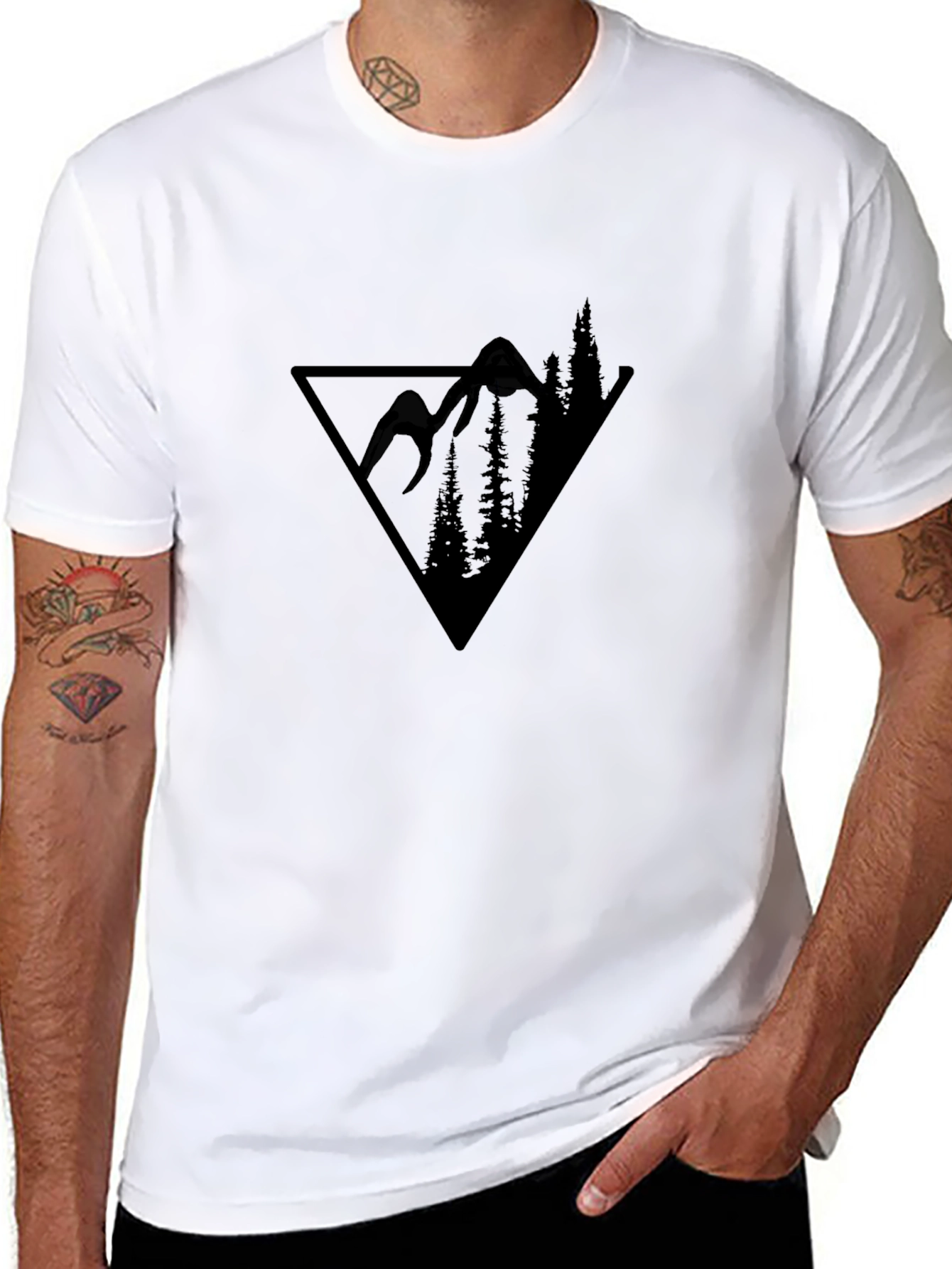 Mountain Scene Graphic Tee - Black Triangle Design