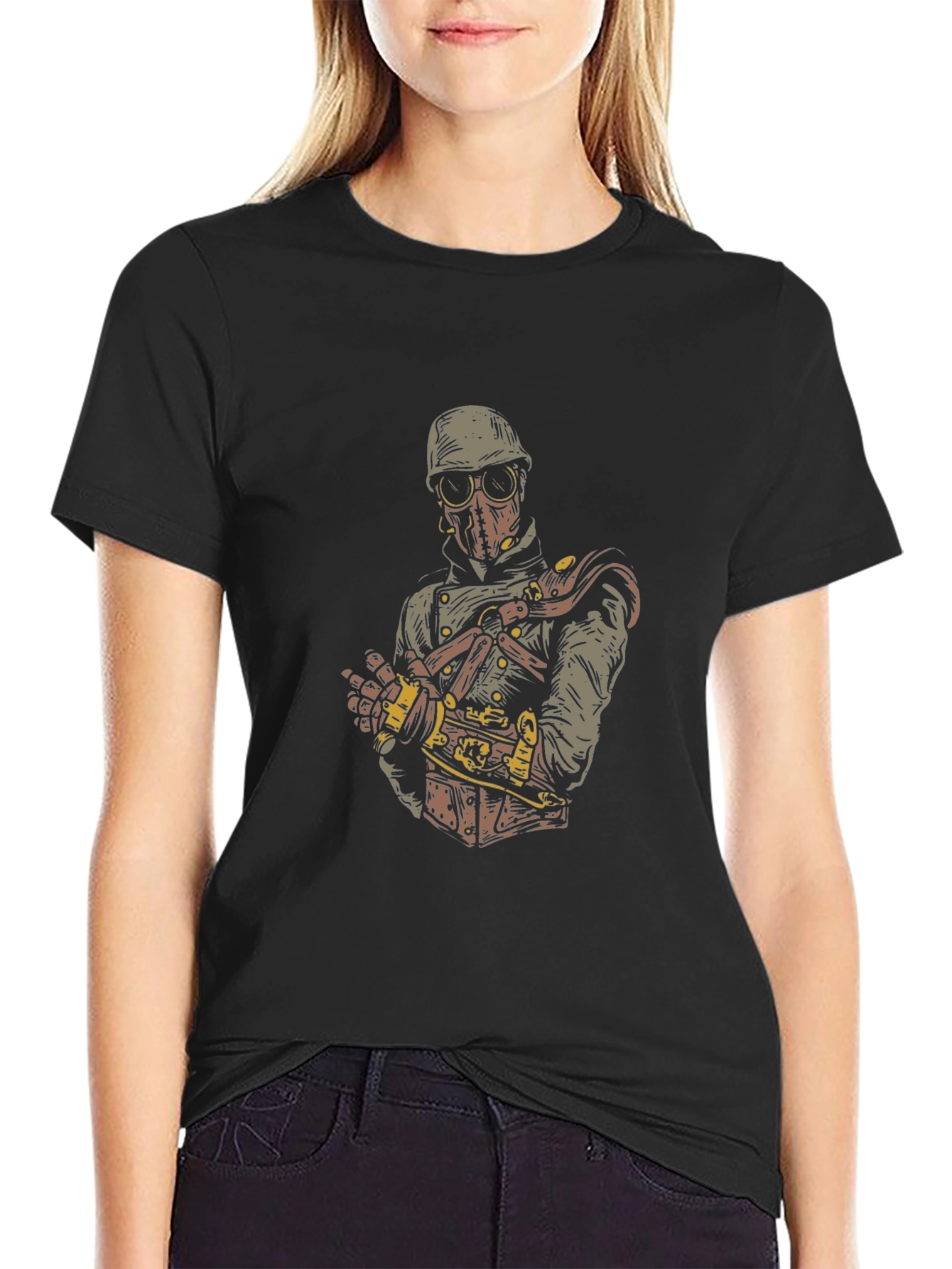 Steampunk Graphic Print Tee - Black