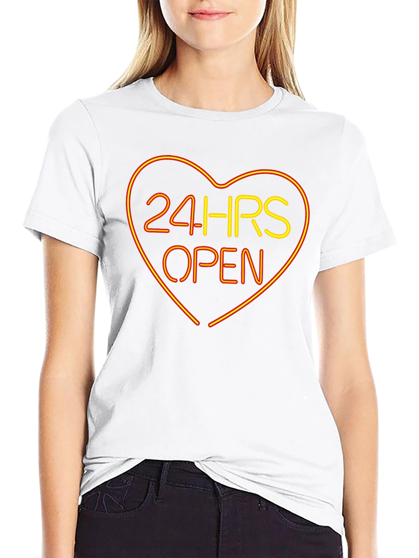 24HRS OPEN Heart Neon Graphic T-Shirt