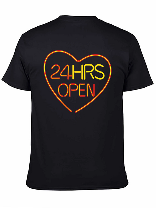 24HRS OPEN Heart Neon Graphic T-Shirt