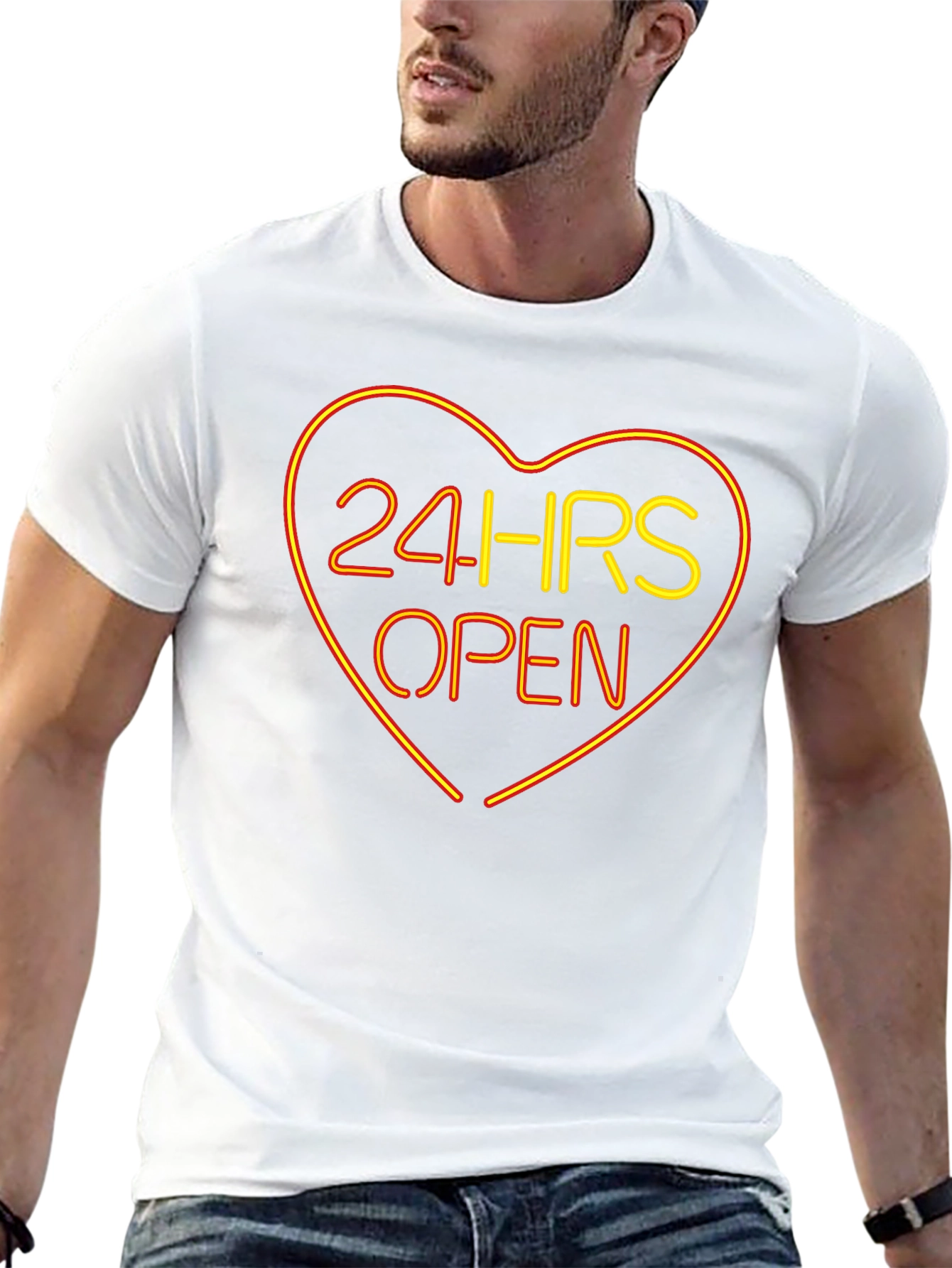 24HRS OPEN Heart Neon Graphic T-Shirt