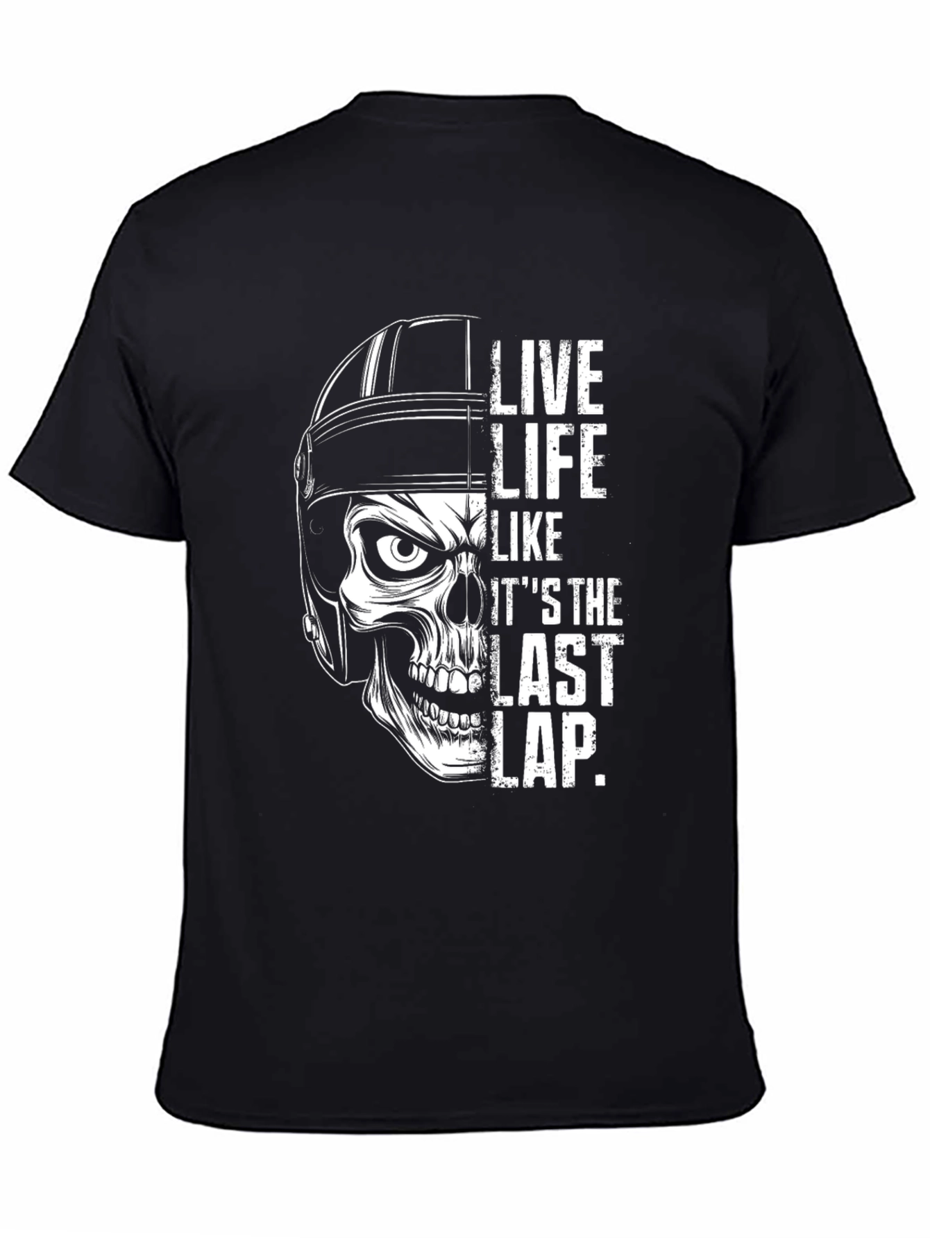 Live Life Last Lap Skull Graphic Tee - Black
