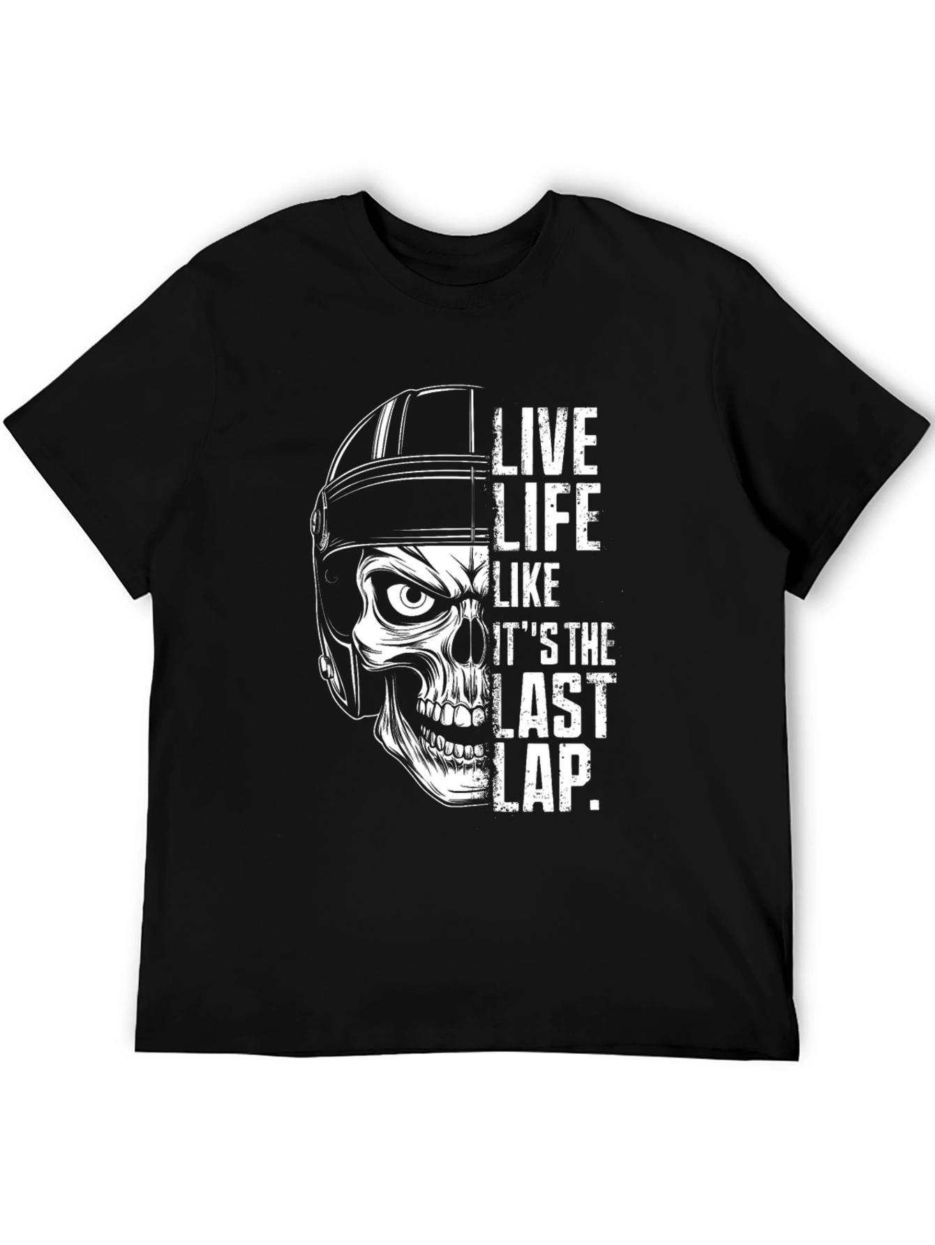 Live Life Last Lap Skull Graphic Tee - Black