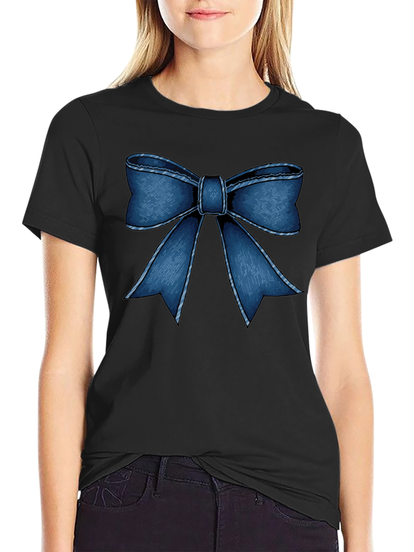 Bow Graphic Black Tee - Mens Casual Shirt