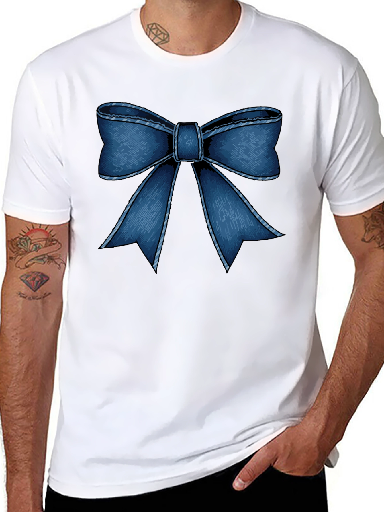 Bow Graphic Black Tee - Mens Casual Shirt