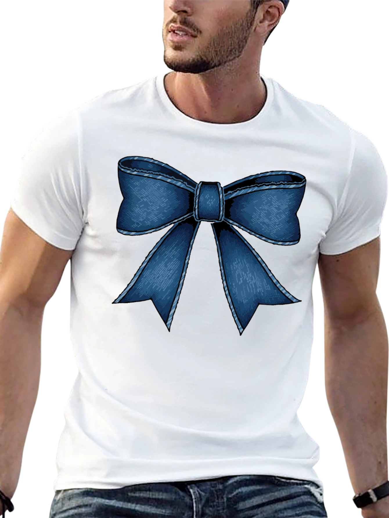 Bow Graphic Black Tee - Mens Casual Shirt