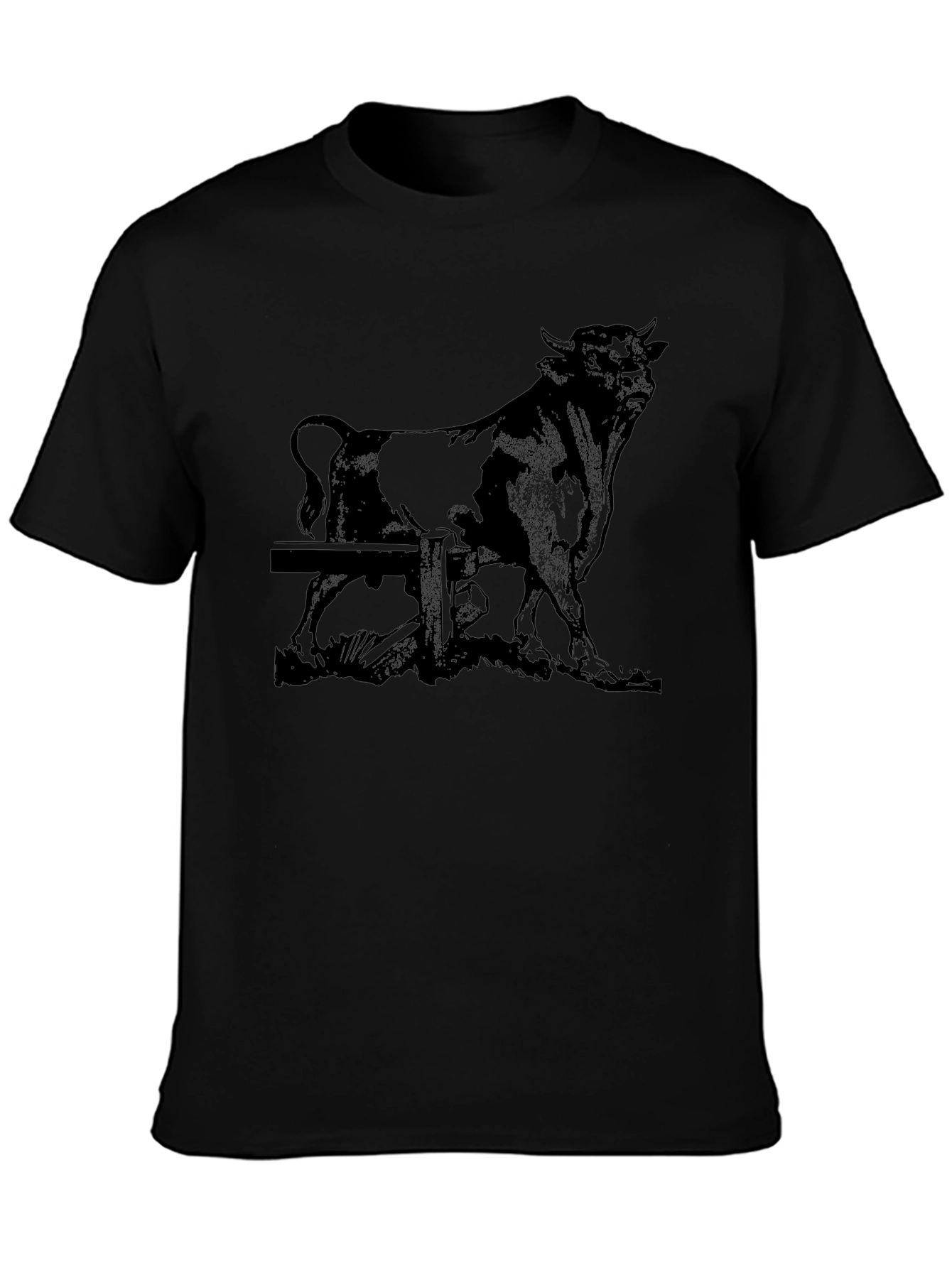 Bull Graphic Print Black T-Shirt