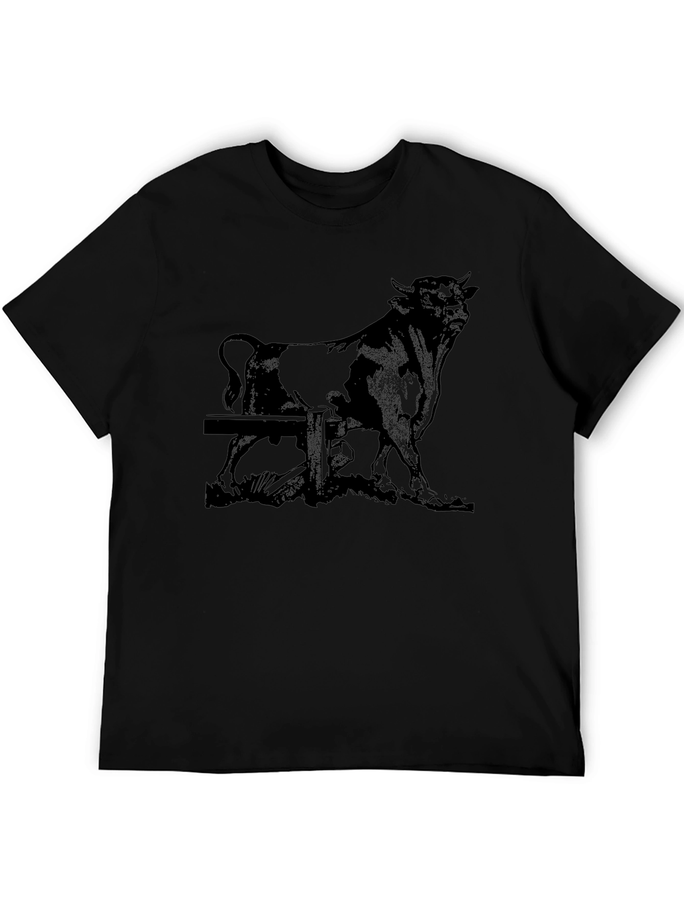 Bull Graphic Print Black T-Shirt