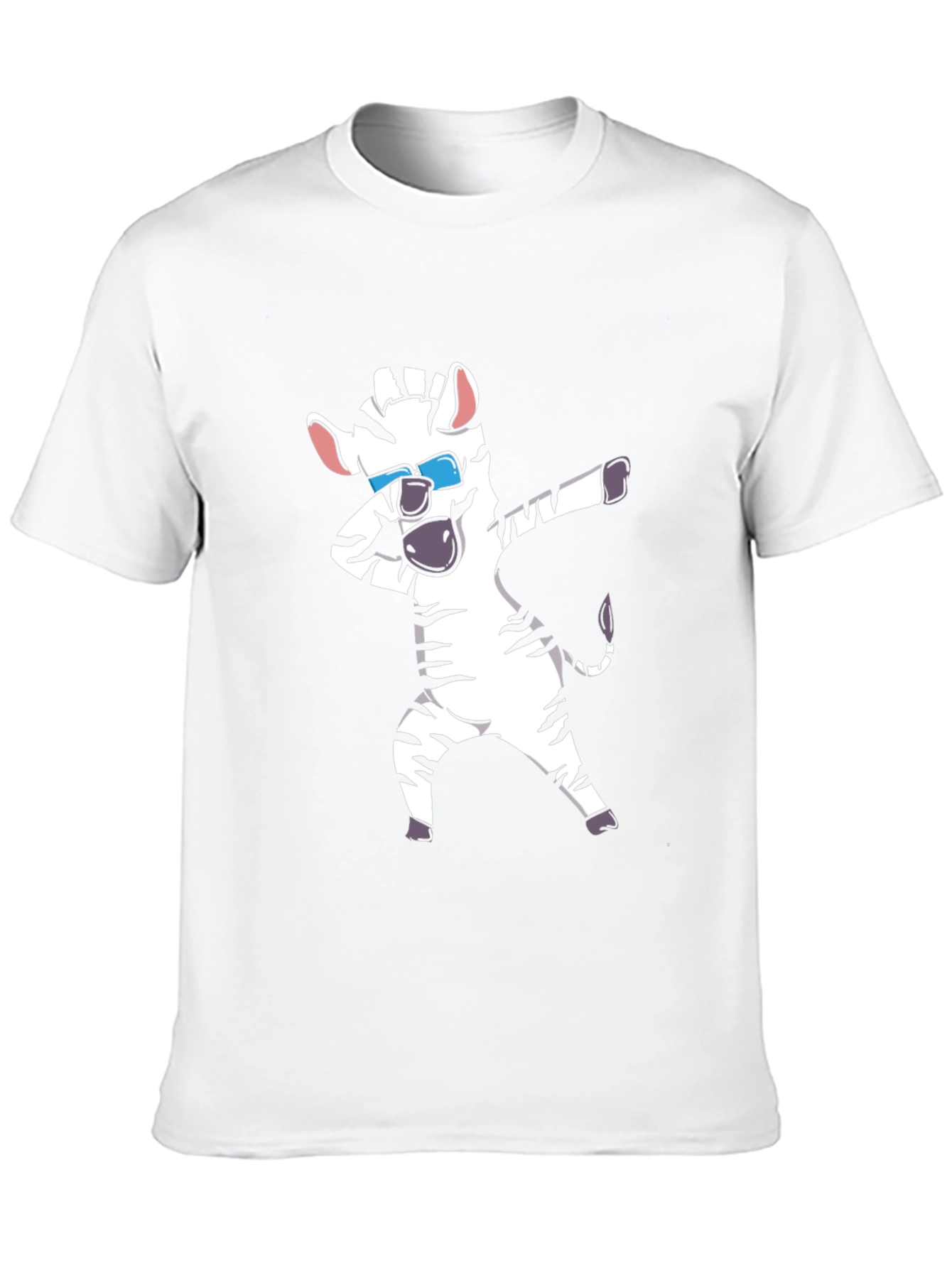 Dabbing Zebra Graphic Tee - Black Cotton T-Shirt