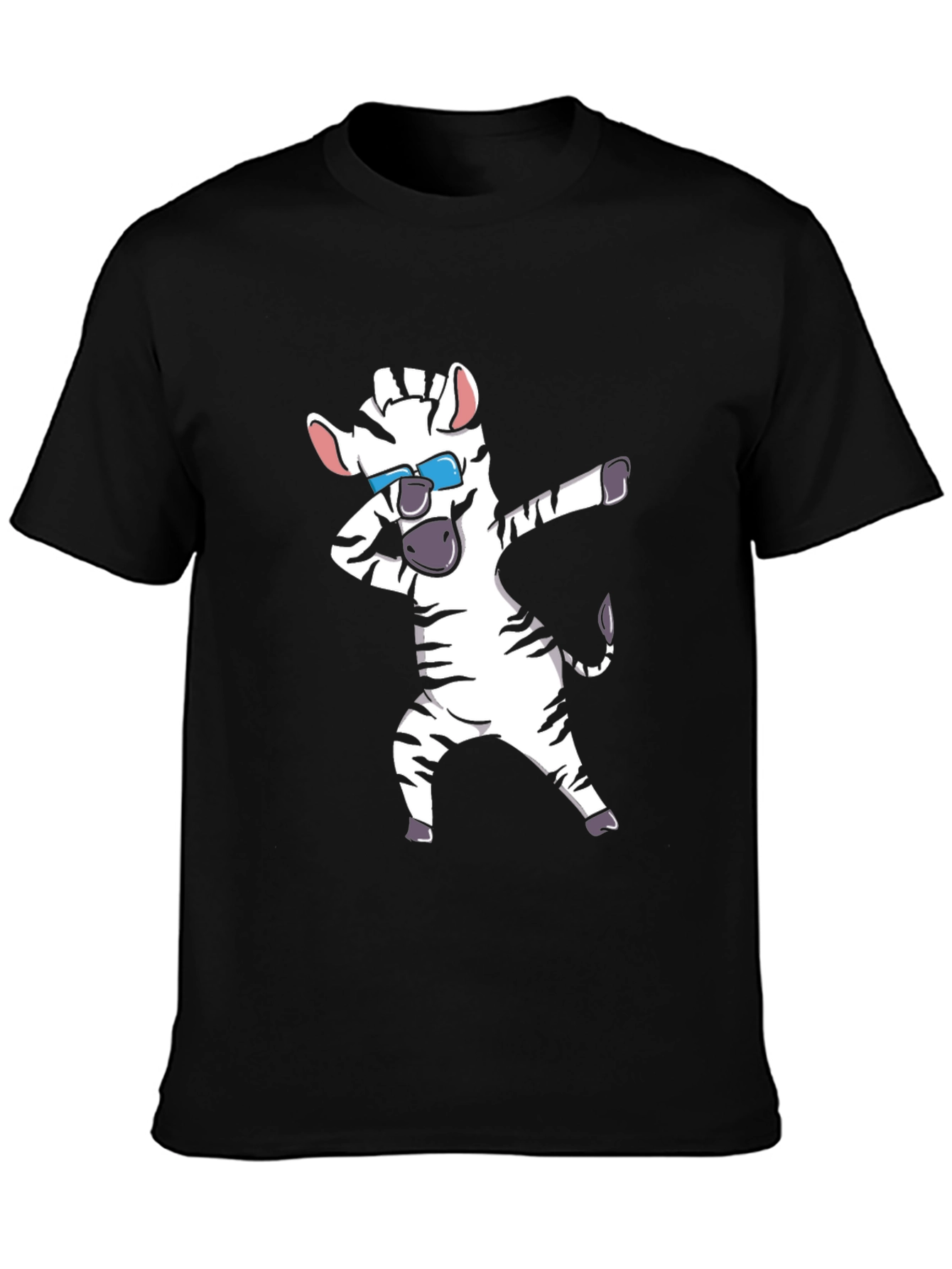 Dabbing Zebra Graphic Tee - Black Cotton T-Shirt