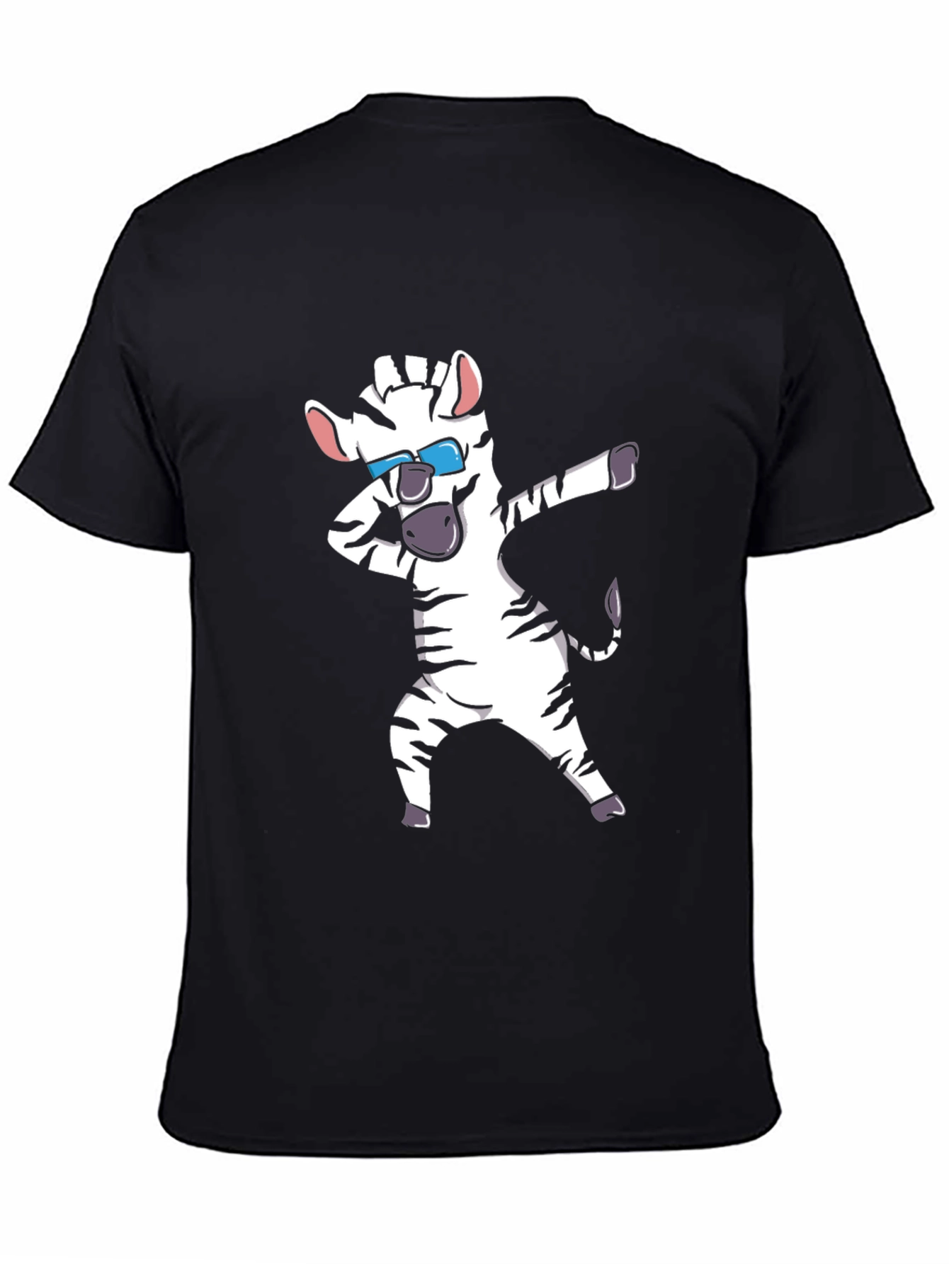 Dabbing Zebra Graphic Tee - Black Cotton T-Shirt