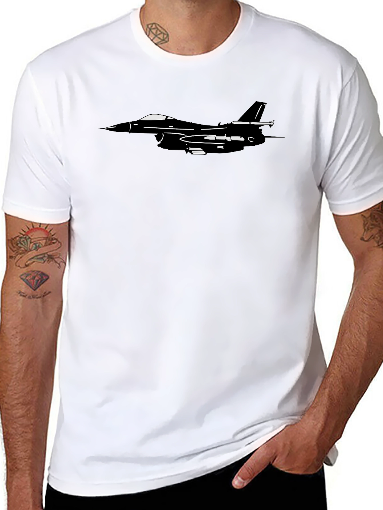 Jet Fighter Graphic T-Shirt - Sleek Black Tee