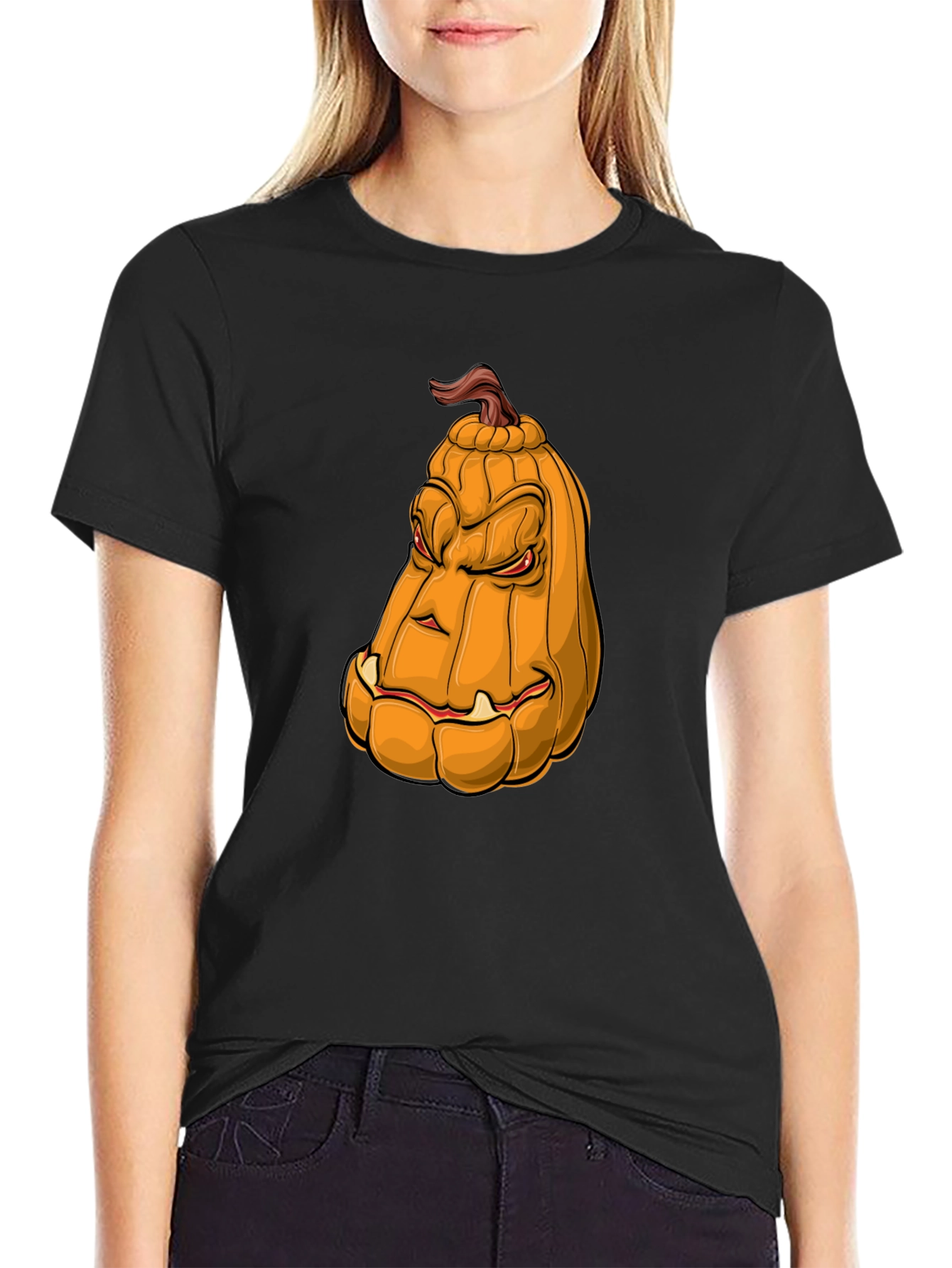Mens Halloween Pumpkin Face Graphic Tee